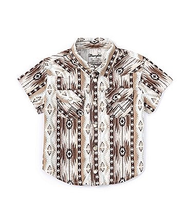 Image of Wrangler® Baby Boys 12-24 Months Short Sleeve Printed Woven Shirt