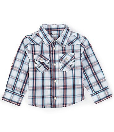 Image of Wrangler® Baby Boys Newborn-24 Months Long Sleeve Multi-Plaid Woven Shirt