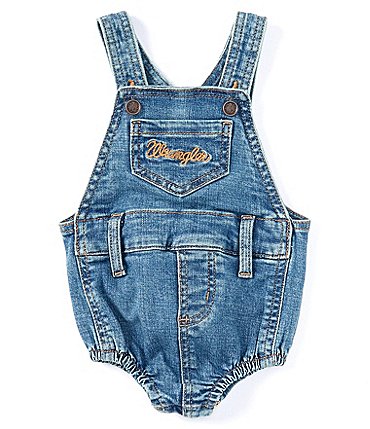 Image of Wrangler® Baby Girls Newborn-24 Months Sleeveless Denim Romper