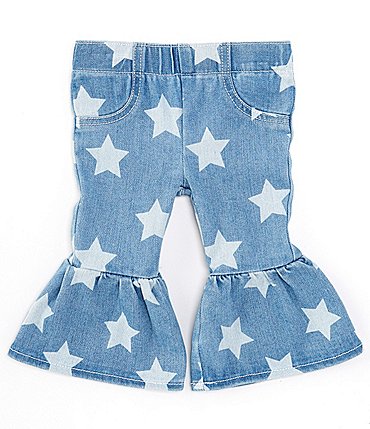 Image of Wrangler® Baby Girls Newborn-24 Months Star Printed Flare-Leg Denim Jeans