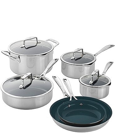 Image of Zwilling Clad CFX 10pc Stainless Steel Ceramic Nonstick Cookware Set
