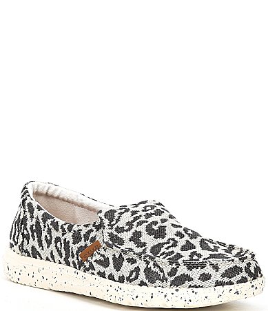 hey dude women's misty woven cheetah grey