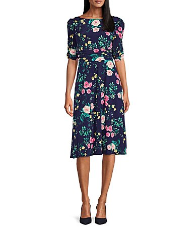 jessica howard floral puff sleeve scuba gown