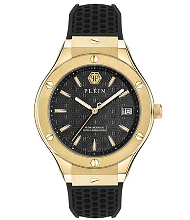 Philipp Plein Men's Plein Underdog Mechanical Automatic Silicone Strap Watch - Black/Gold