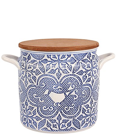 VIETRI Uccello Blue Biscotti Canister - Light Blue