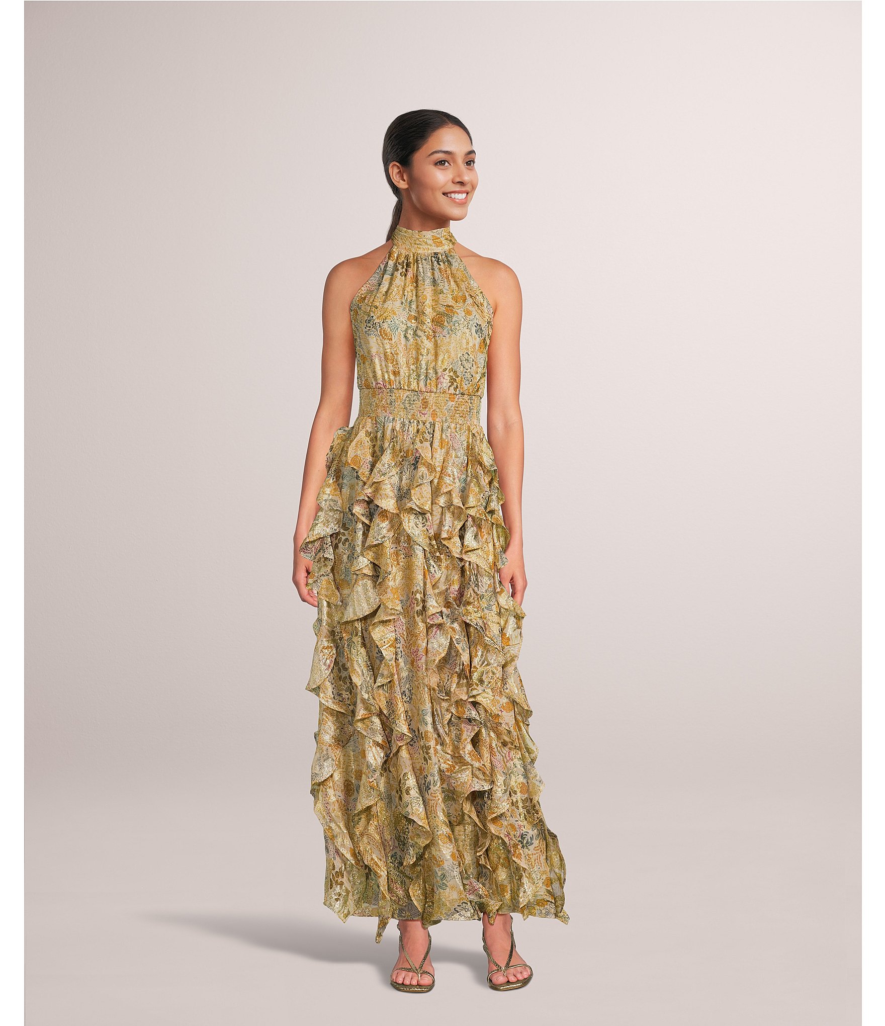 1. STATE Flounce Cascading Cathay Spice Print Maxi Dress