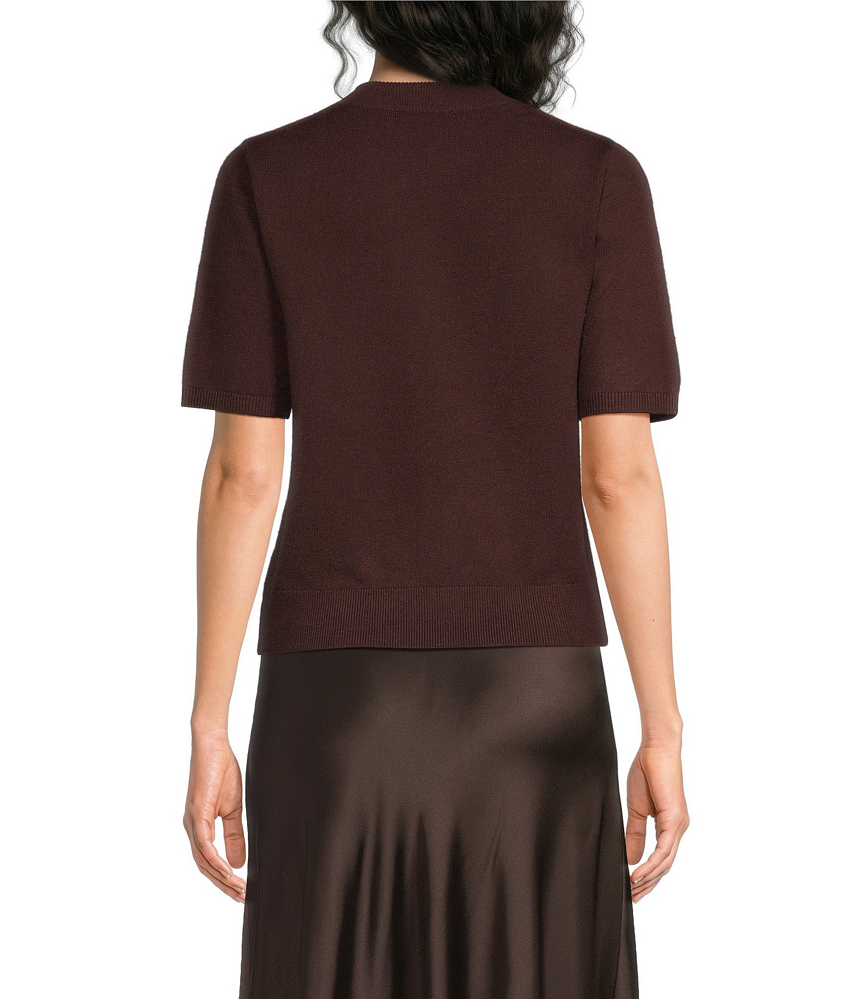 1. STATE Knit Crew Neck Short Sleeve Sweater Top