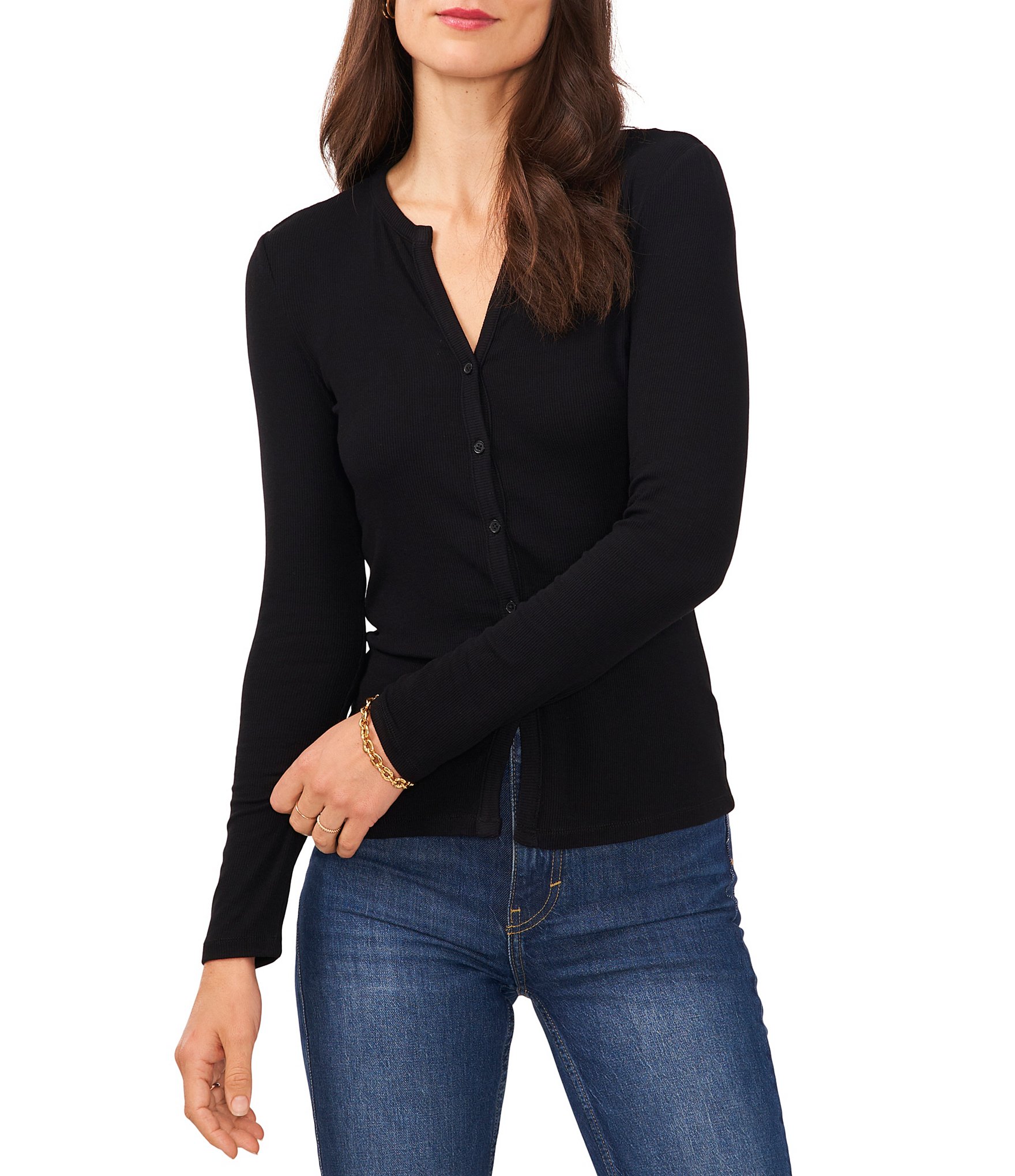1. STATE Long Sleeve Button Front Cardigan Top | Dillard's