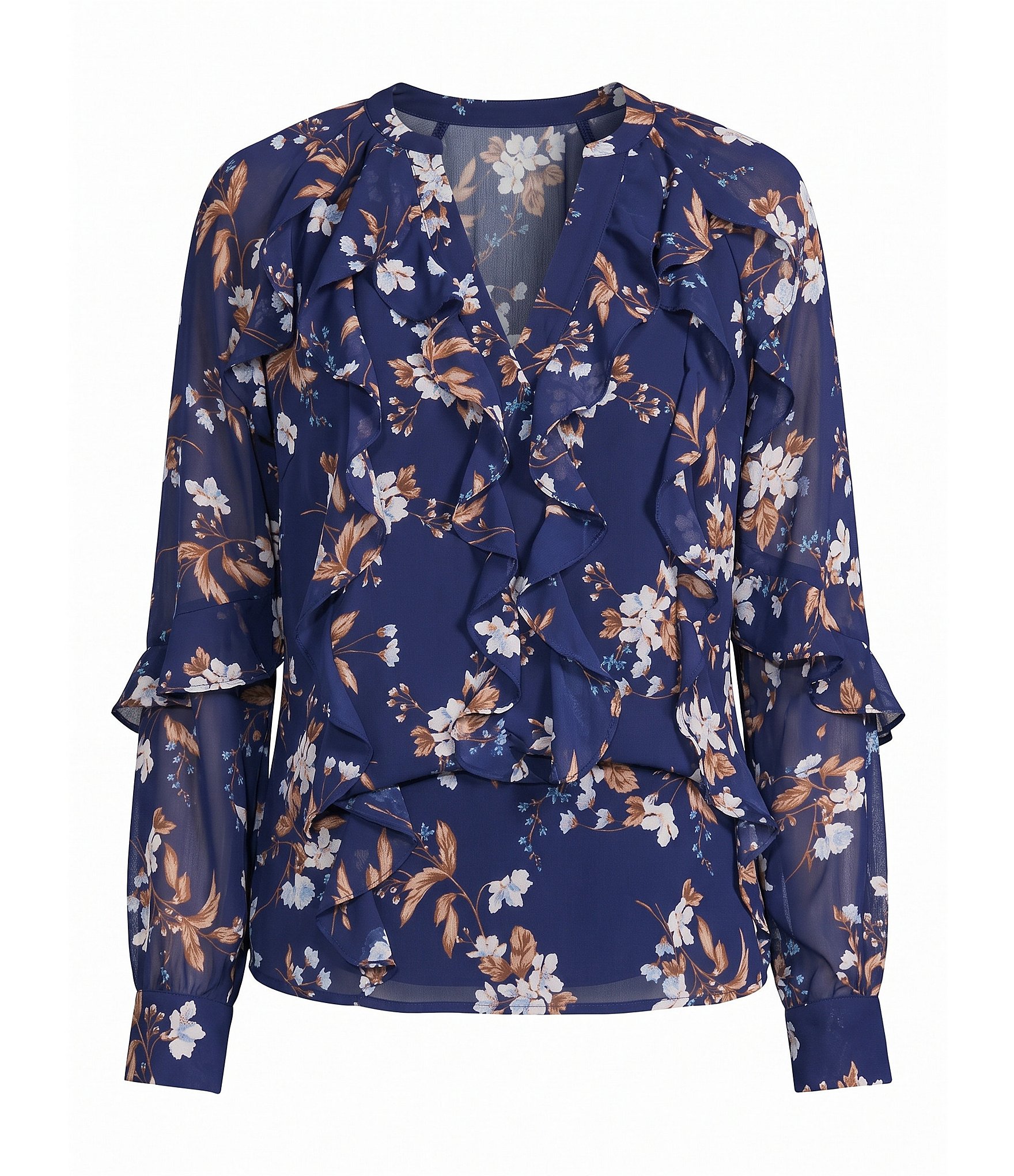1. STATE Woven Long Sleeve Ruffle Coordinating Top