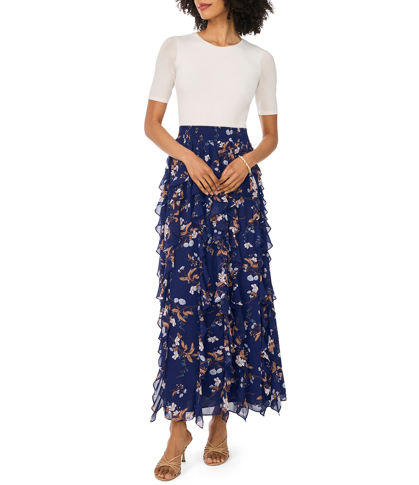 1. State Woven Ruffle Maxi Skirt