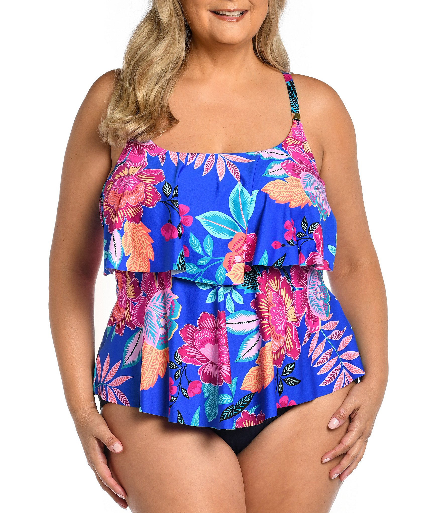 YiLvUst Plus Size Tankini Swimsuits for Women Two Piece Swim Top Shorts  Tummy Control Bathing Suits 