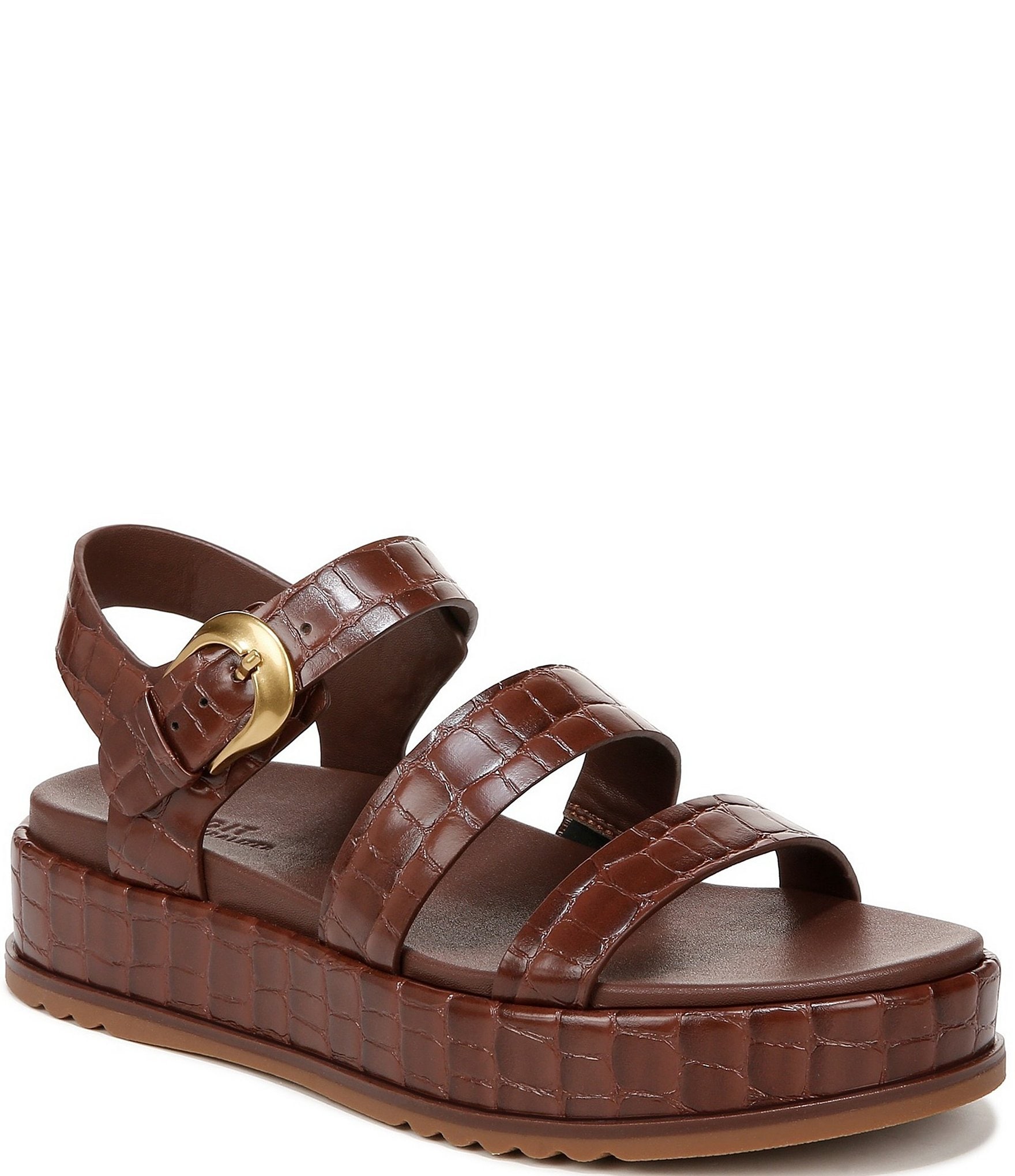 Naturalizer 27 EDIT Zizi Crocodile Embossed Strappy Platform Casual Sandals  | Dillard's