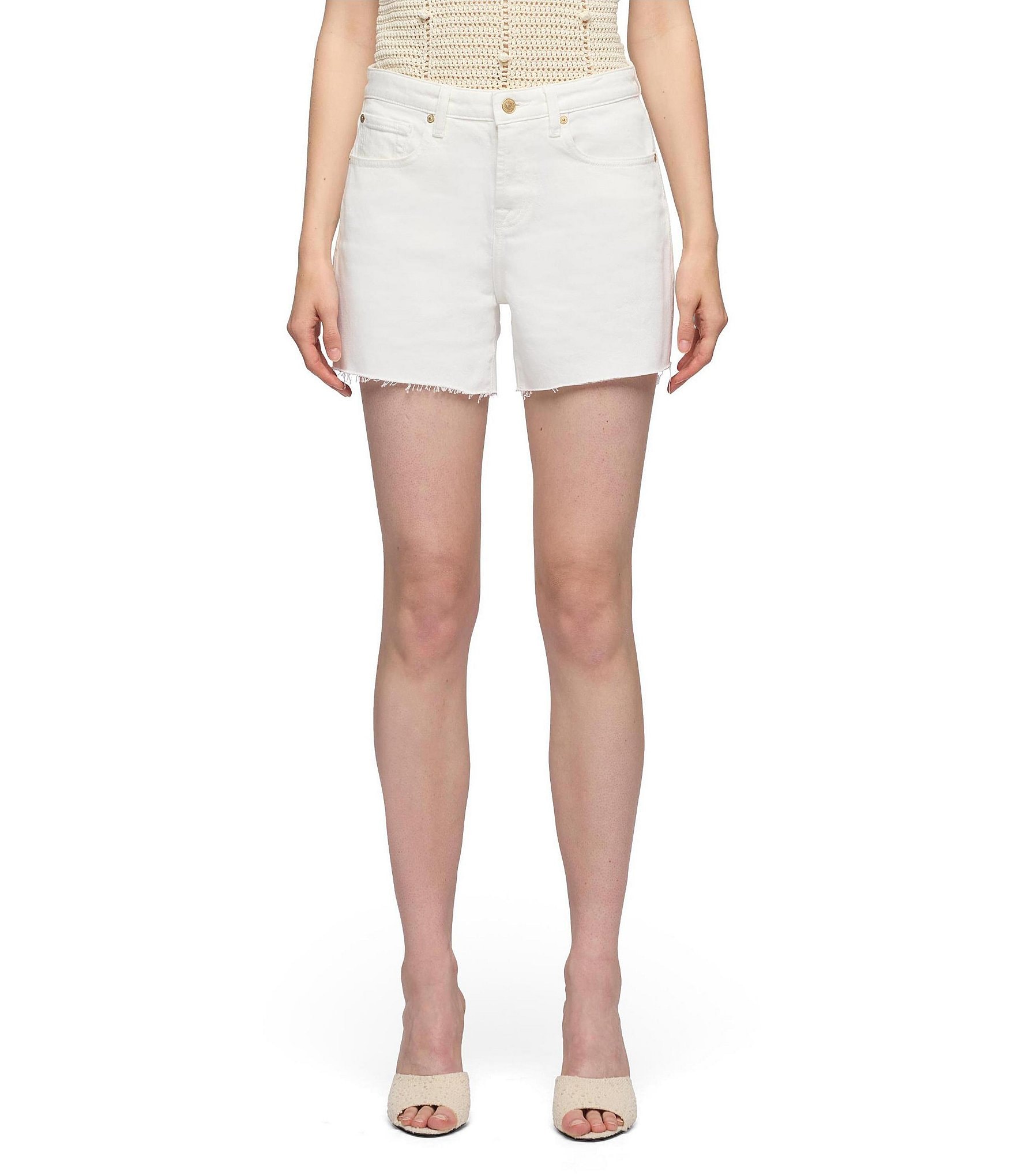 7 For All Mankind Monroe High Rise Long Denim Shorts