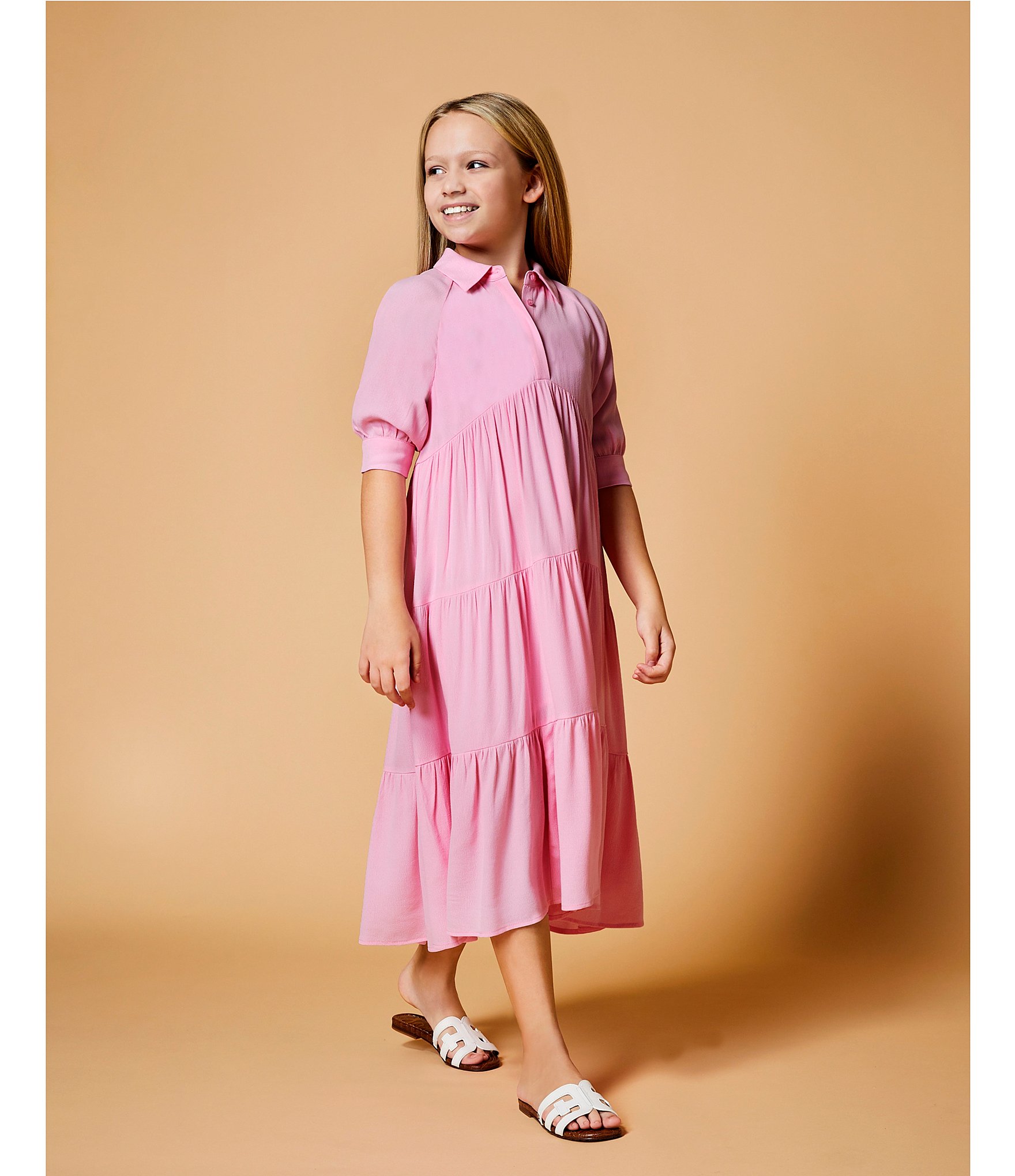 A Loves A Big Girls 7-16 Balloon Sleeve A-Line Midi Dress