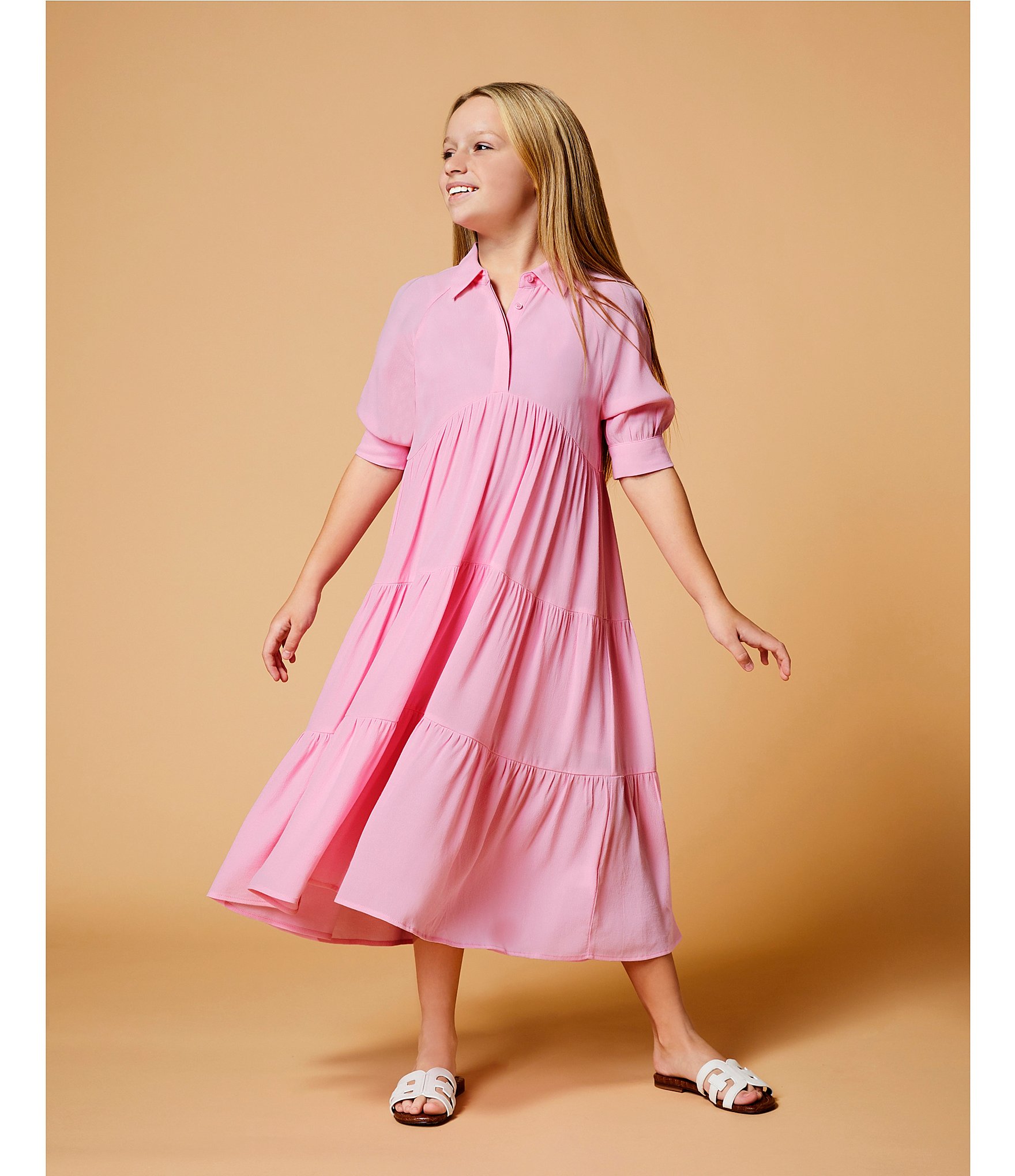 A Loves A Big Girls 7-16 Balloon Sleeve A-Line Midi Dress