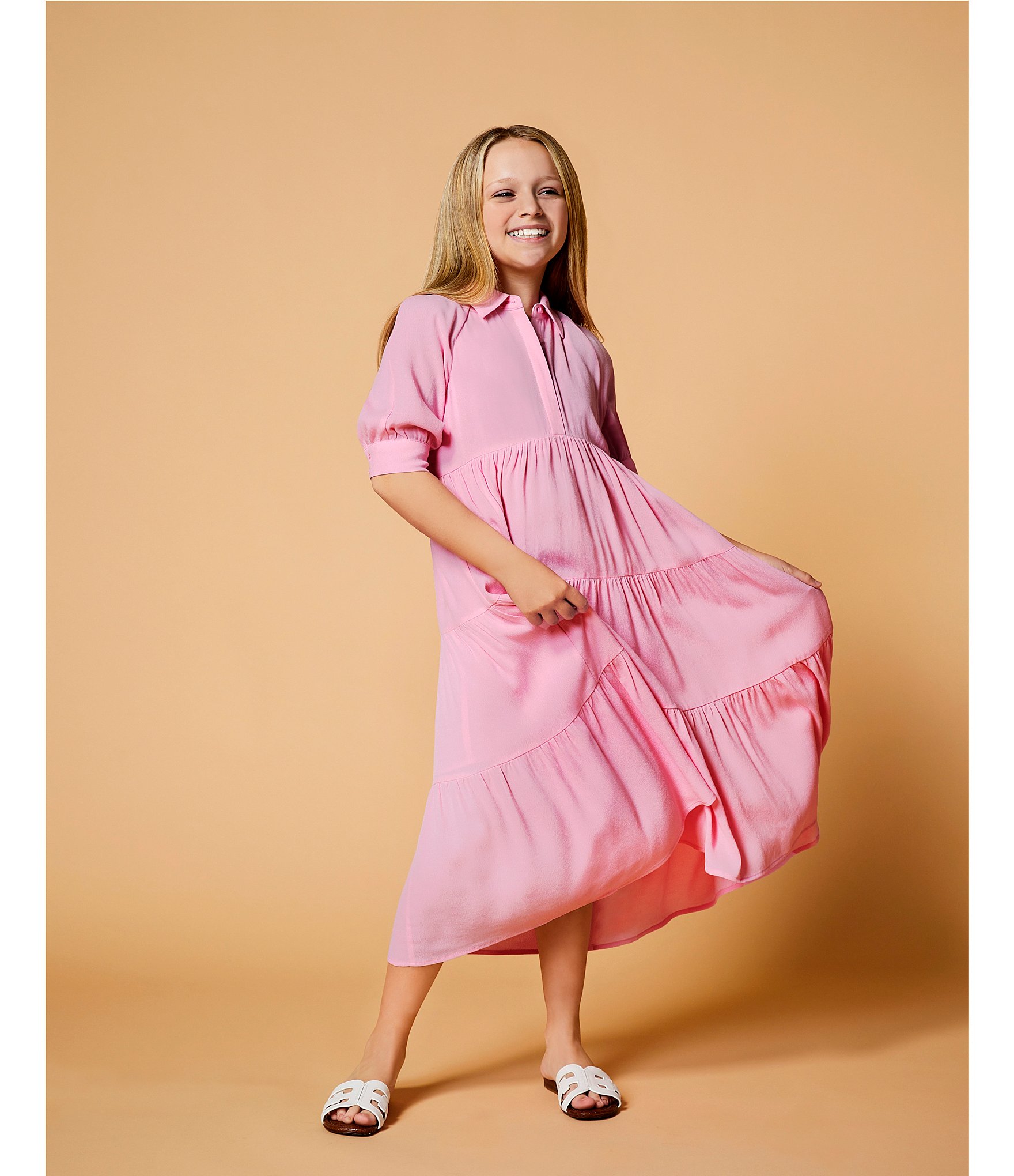 A Loves A Big Girls 7-16 Balloon Sleeve A-Line Midi Dress