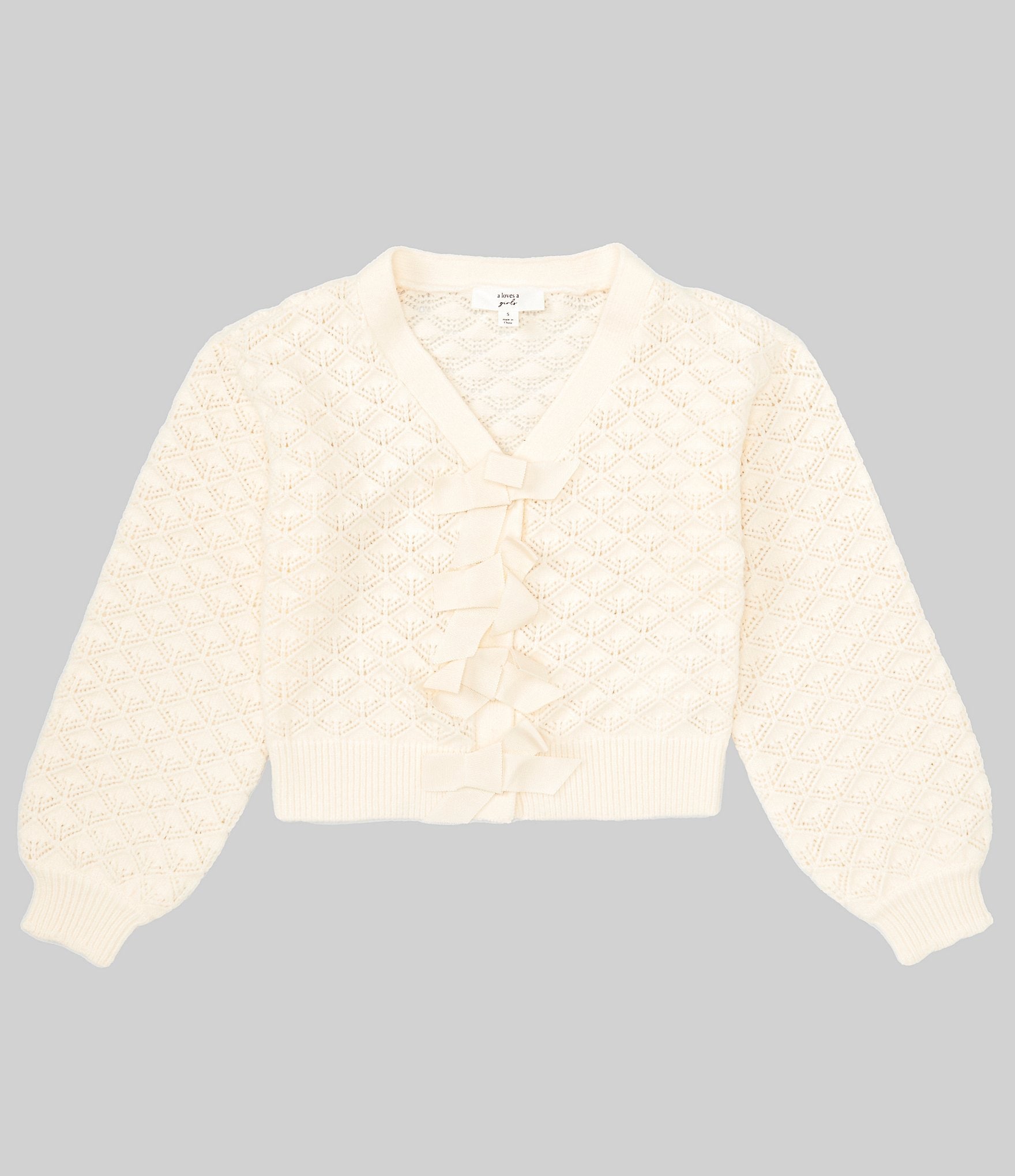 Cream Cropped Cable Down Cardigan