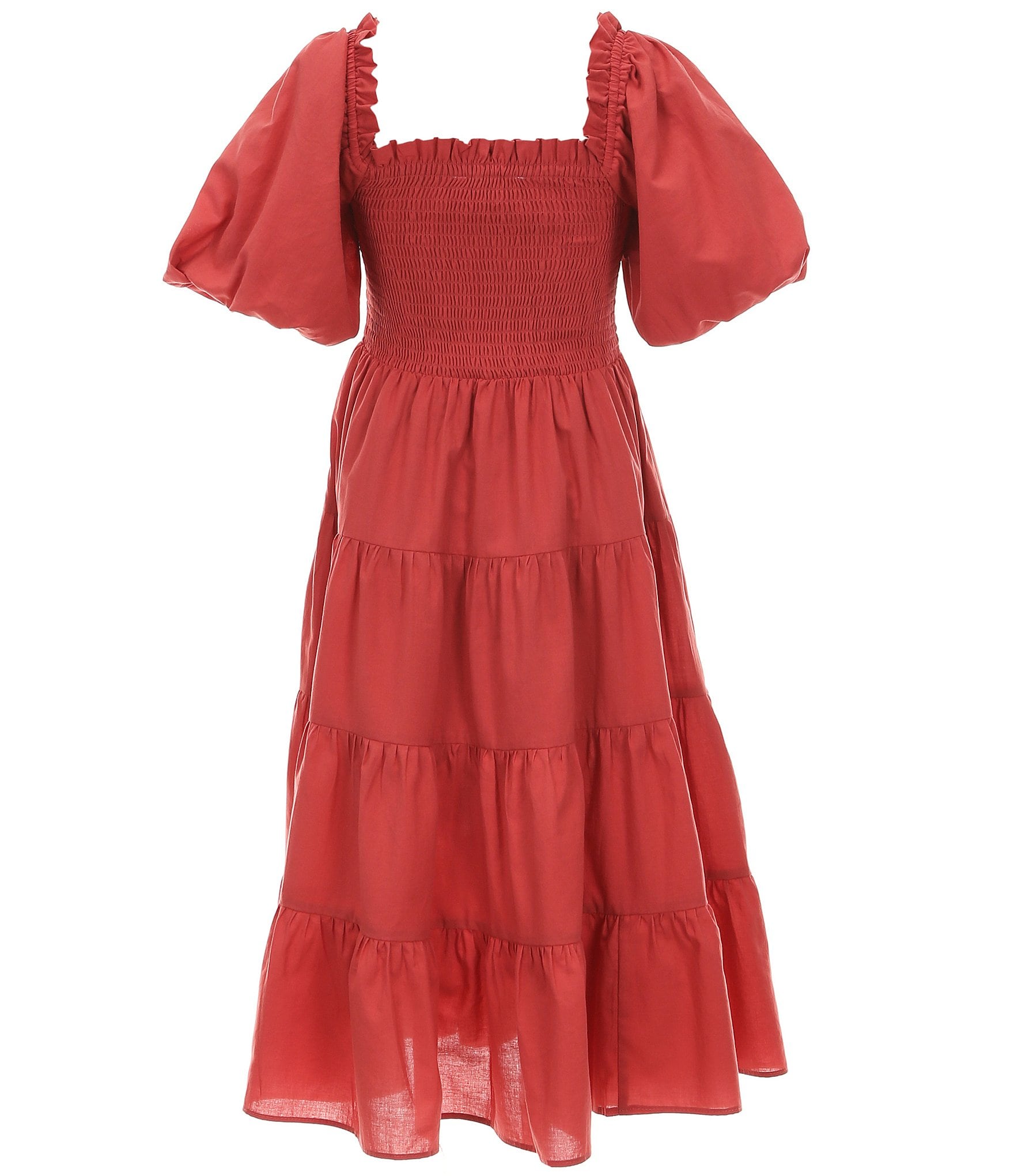 A Loves A Big Girls 7-16 Bubble Sleeve Smocked Bodice Tier Dress