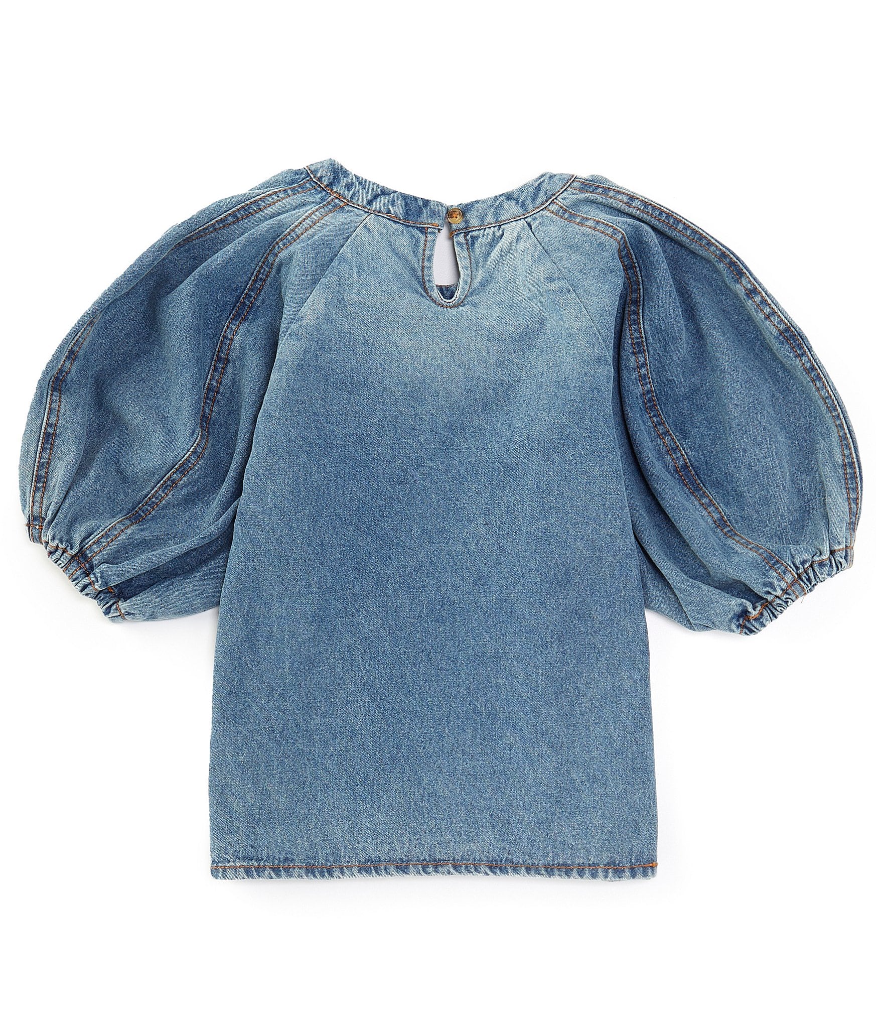 A Loves A Big Girls 7-16 Denim Bubble Sleeve Top