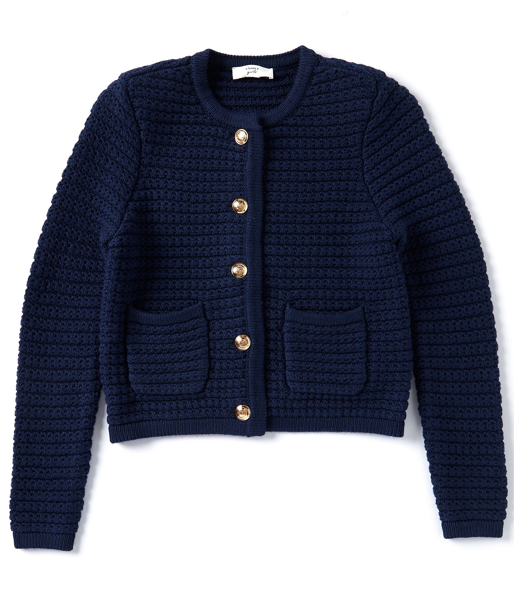 Snap Button Front Long Sleeve Sweater Cardigan Hip Length