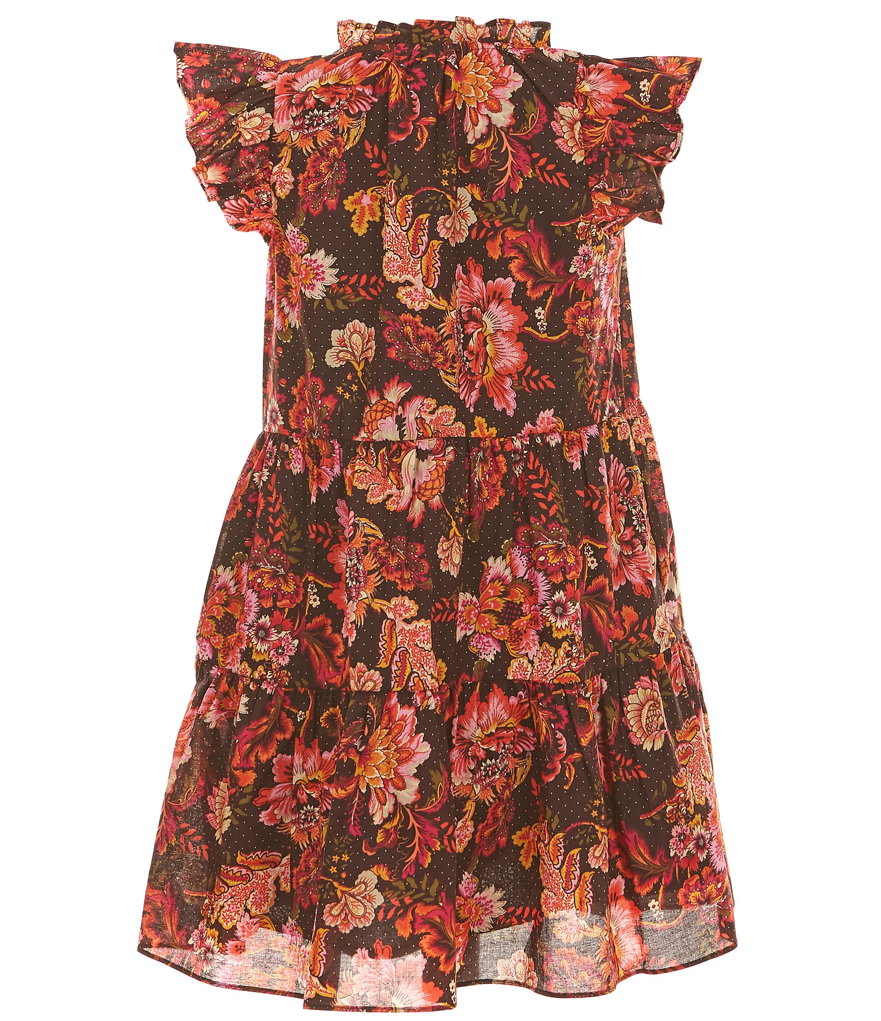 A Loves A Big Girls 7-16 Ruffle Cap Sleeve Floral A-Line Tiered Dress