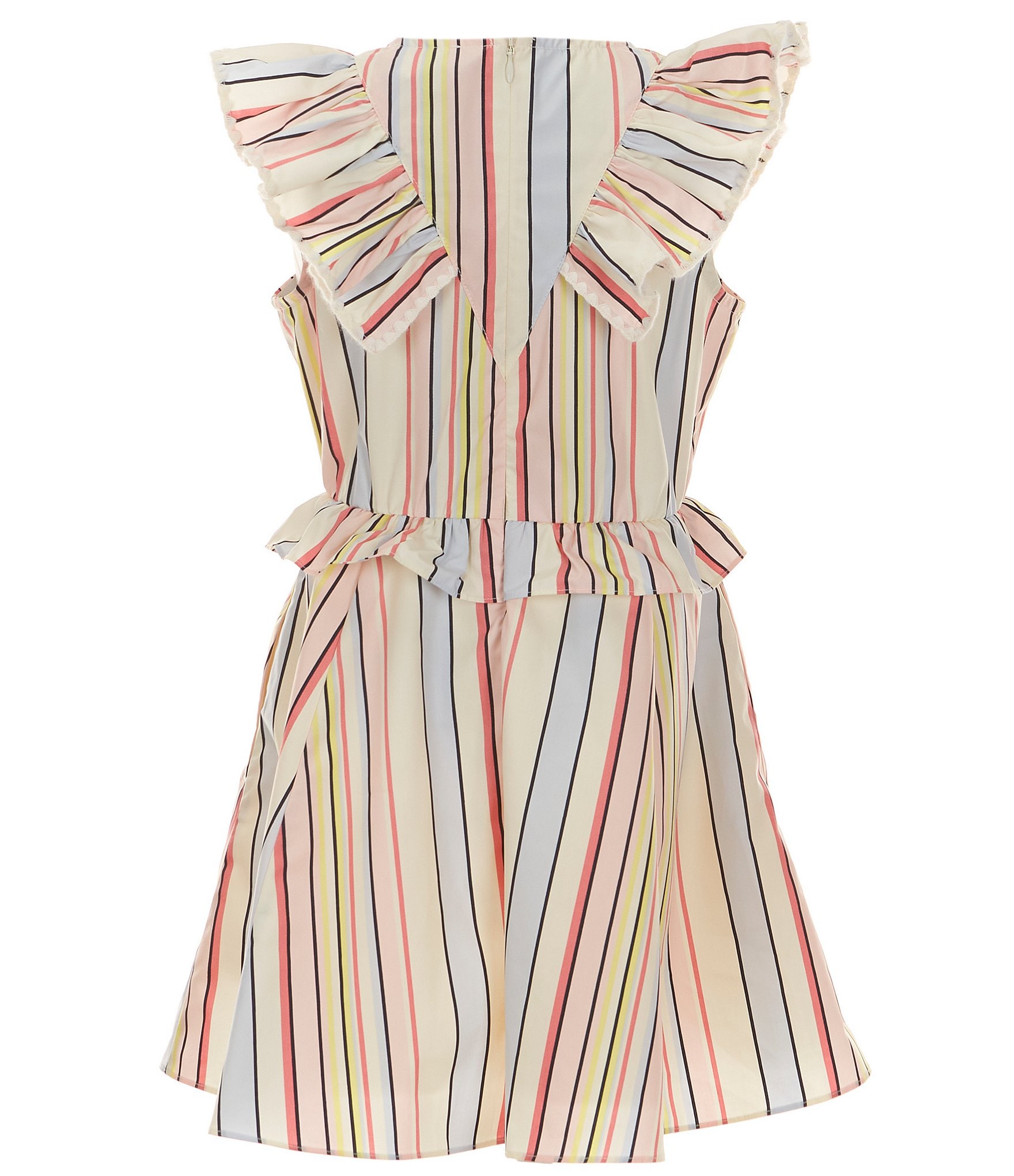 A Loves A Big Girls 7-16 Ruffle Sleeve Striped Mini Dress