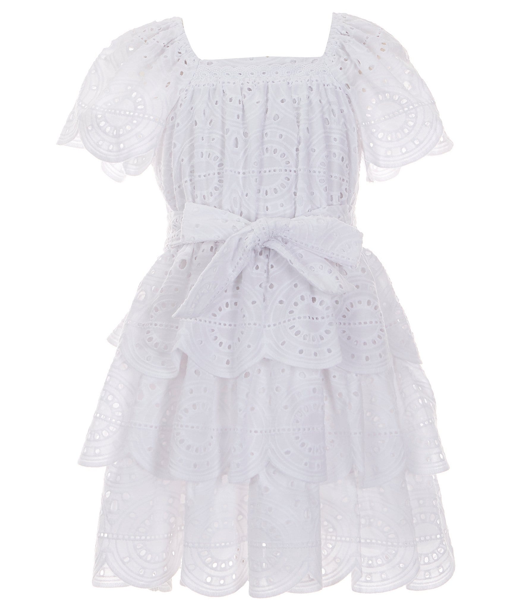 A Loves A Big Girls 7-16 Short Sleeve Eyelet Tiered Maxi Dress | Dillard's