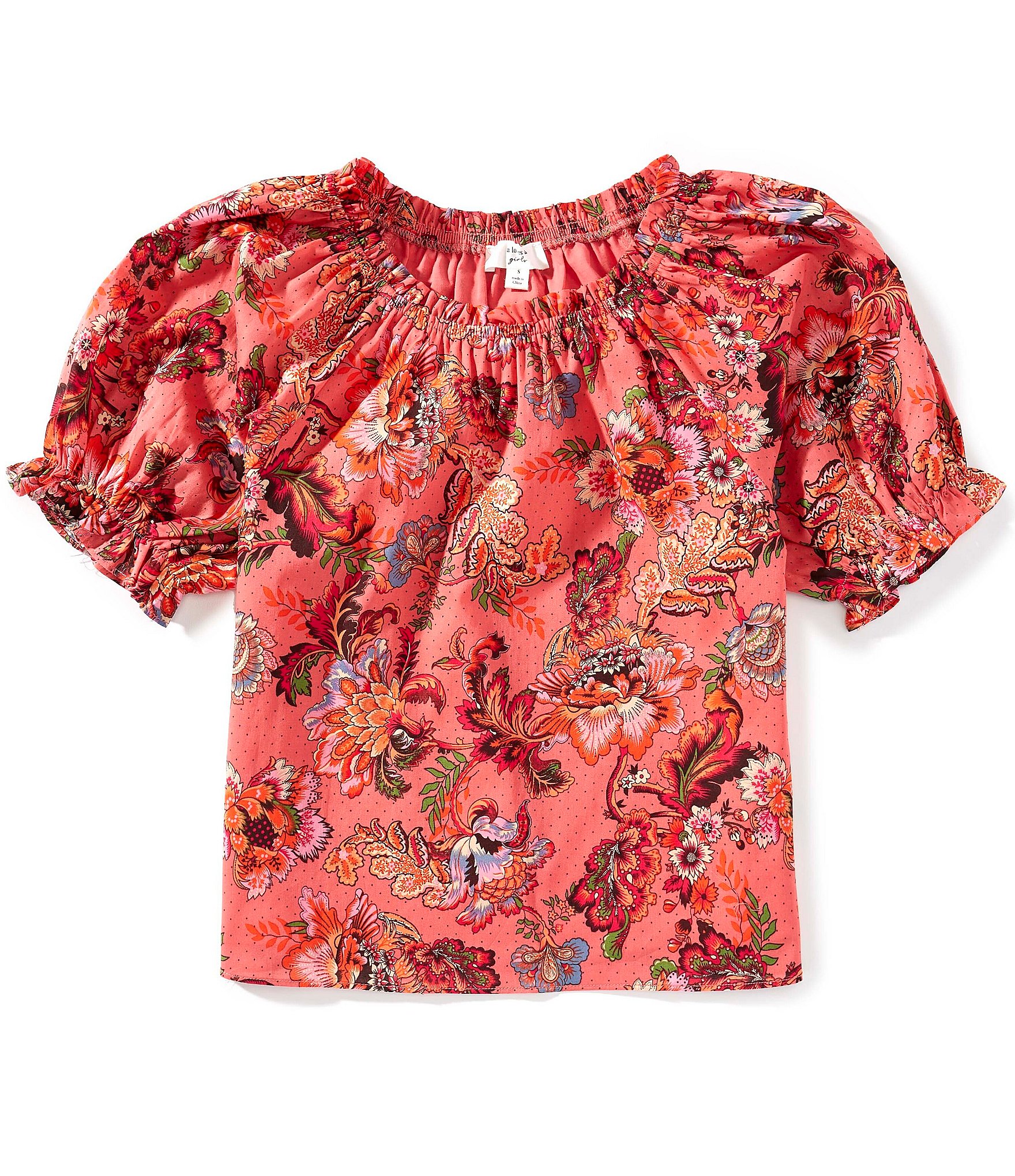A Loves A Big Girls Short Sleeve Ruffle Neck Top