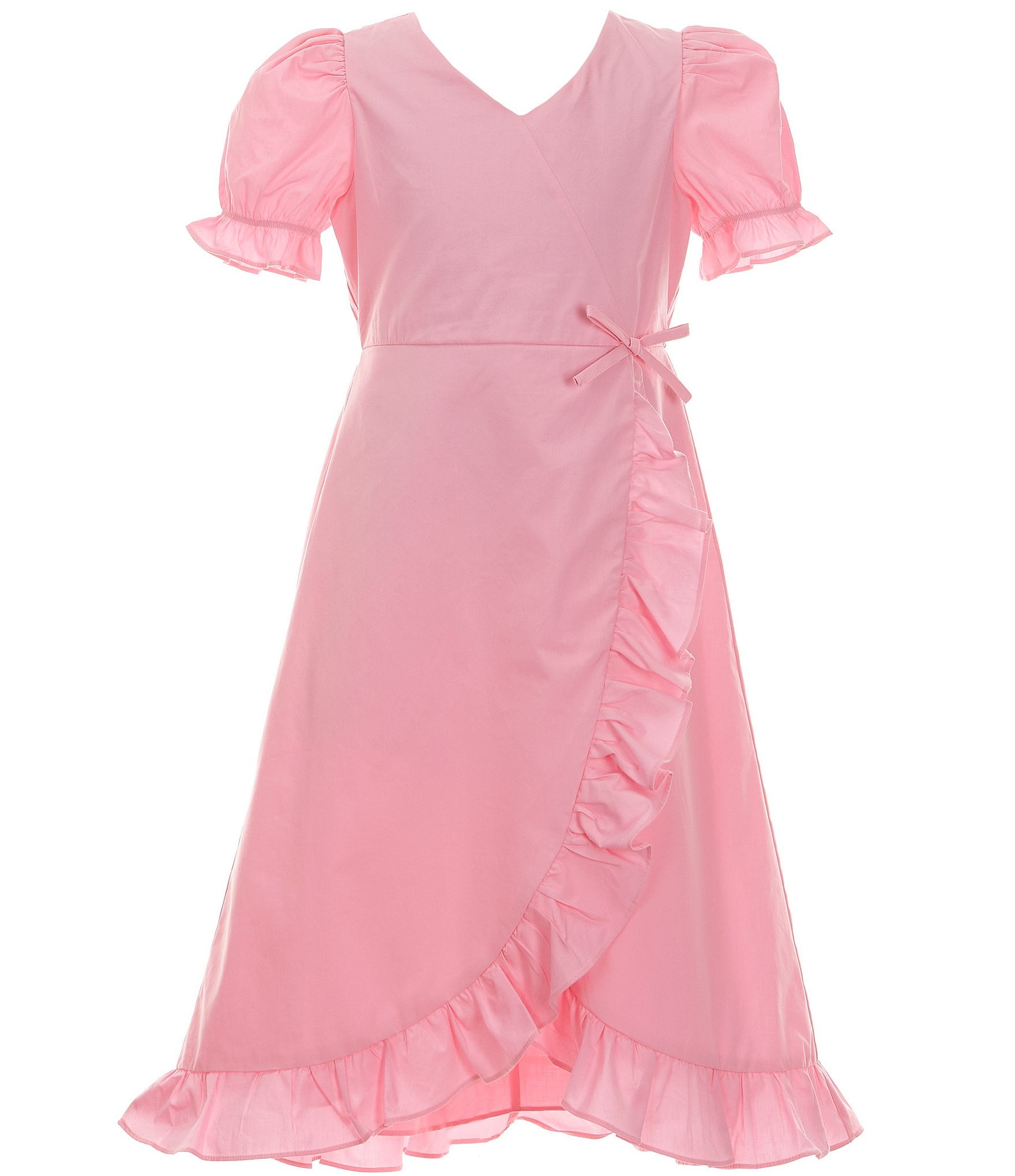 A Loves A Big Girls 7-16 Short-Sleeve Wrap Ruffle Maxi Dress