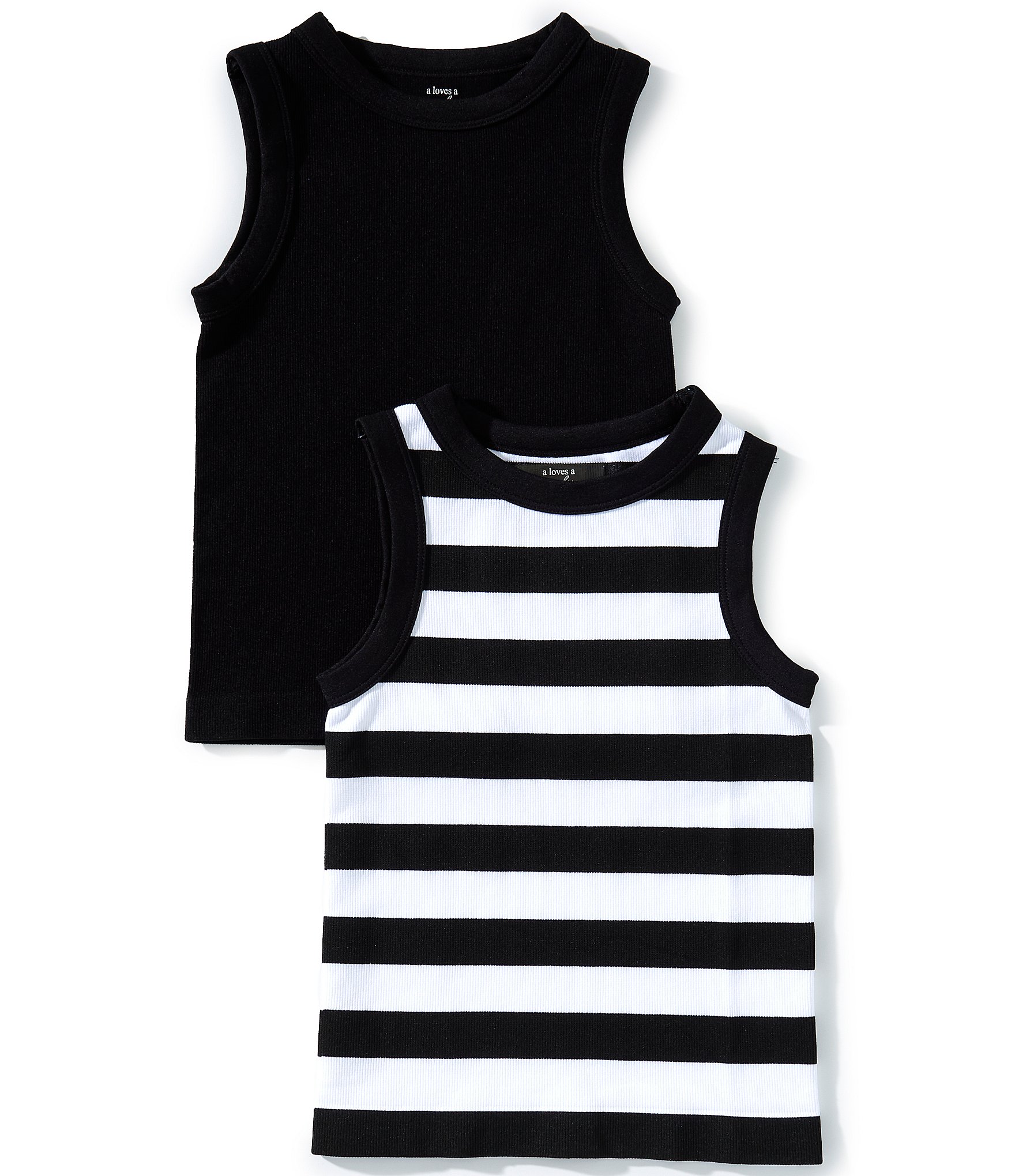 A Loves A Big Girls 7-16 Sleeveless 2-Pack Seamless Stripe Tank Tops