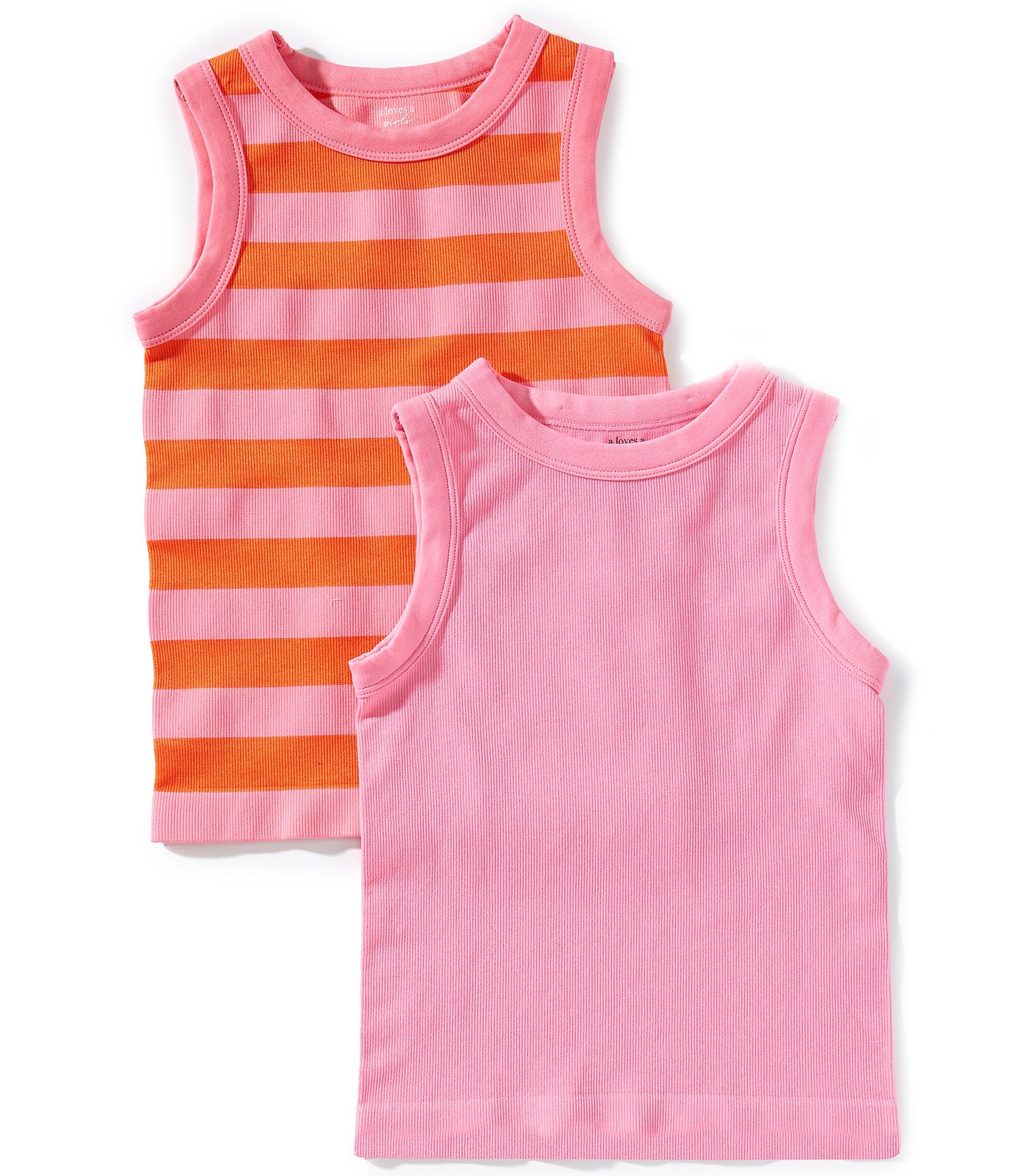 A Loves A Big Girls 7-16 Sleeveless 2-Pack Seamless Stripe Tank Tops