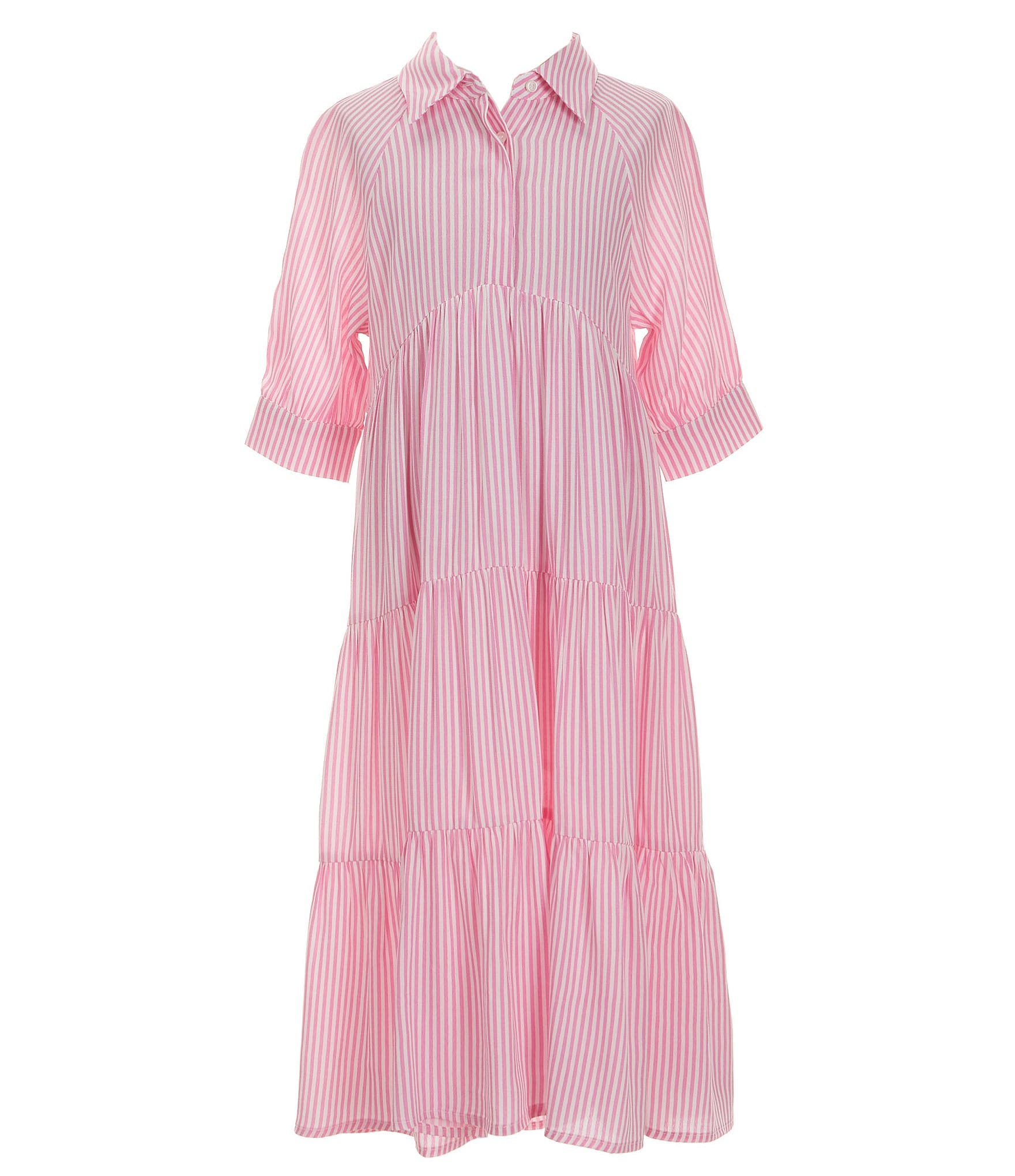 A Loves A Big Girls 7-16 Striped Balloon Sleeve A-Line Midi Dress