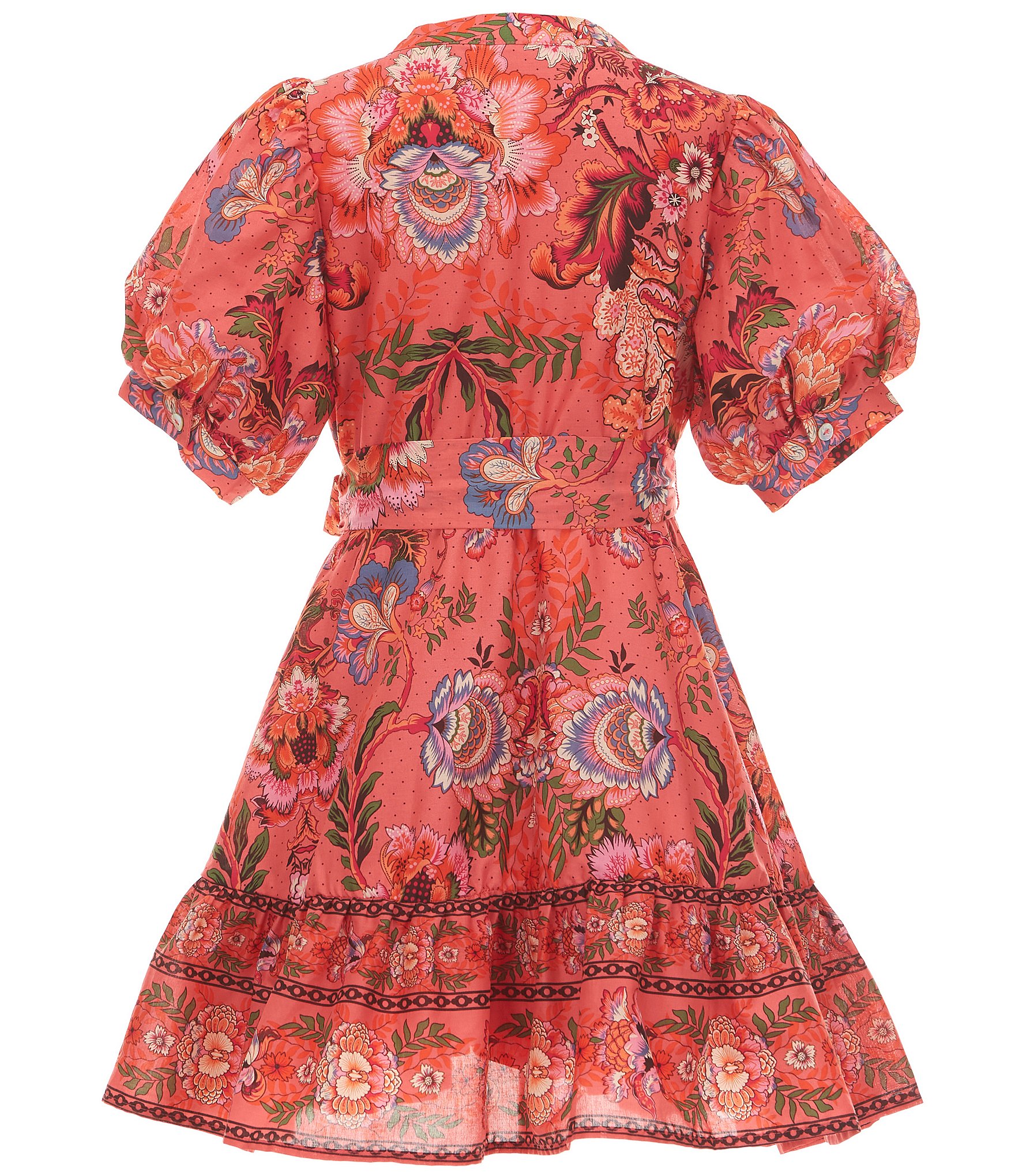 A Loves A Big Girls Bubble Sleeve Floral Print Dress