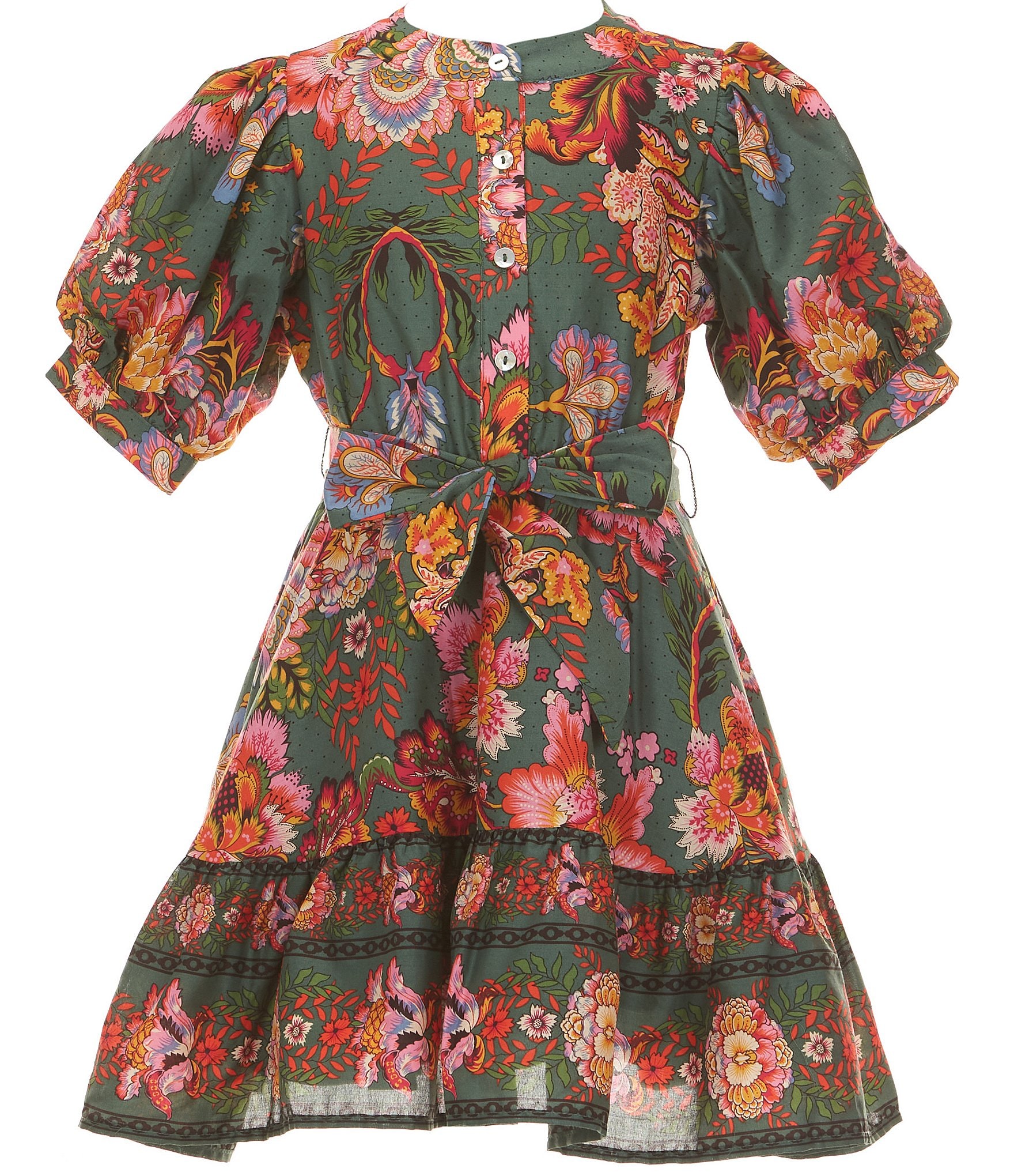 A Loves A Big Girls Bubble Sleeve Floral Print Dress