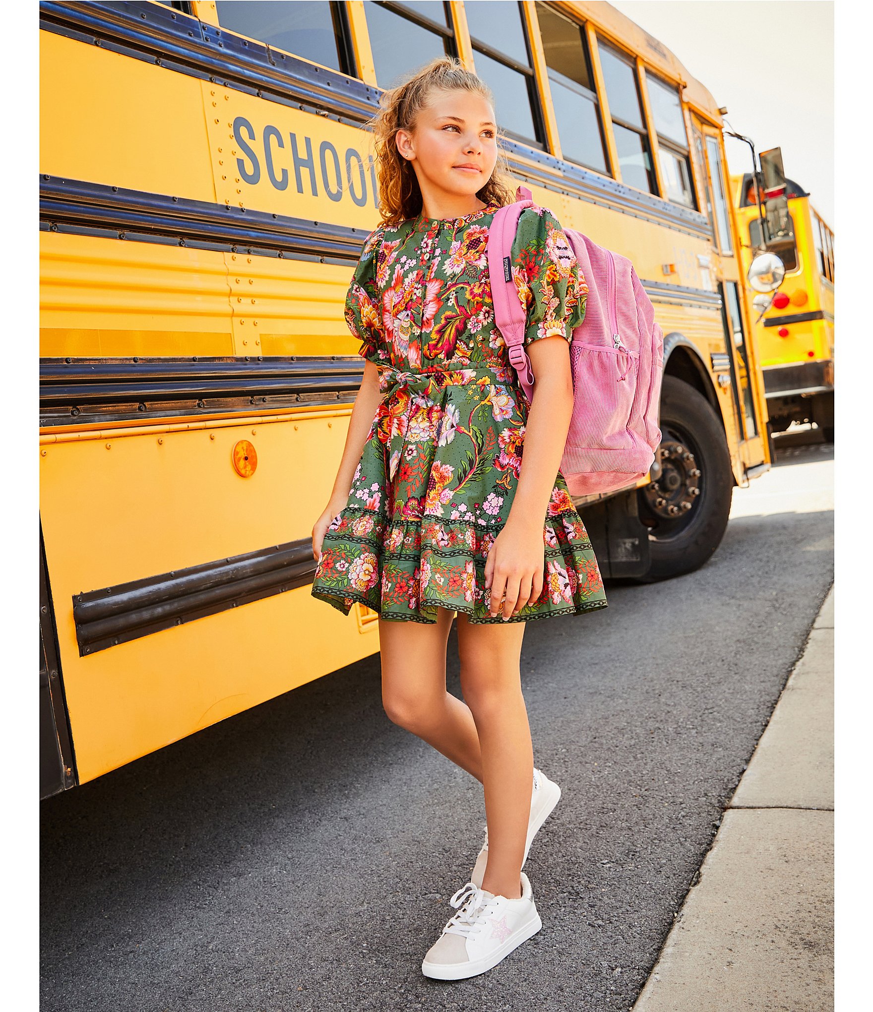 A Loves A Big Girls Bubble Sleeve Floral Print Dress