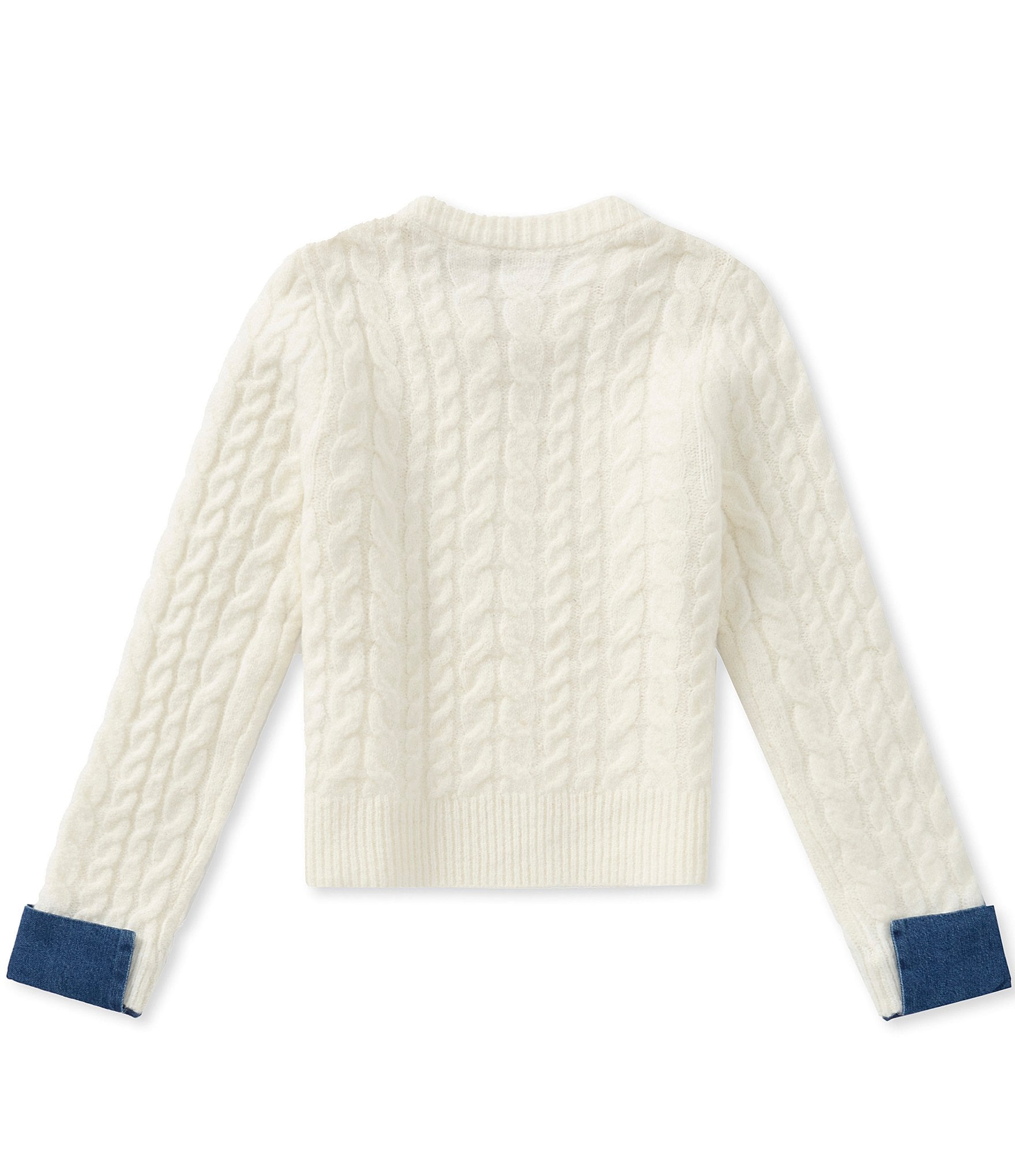 A Loves A Big Girls Cable Knit Cuffed Collared Sweater