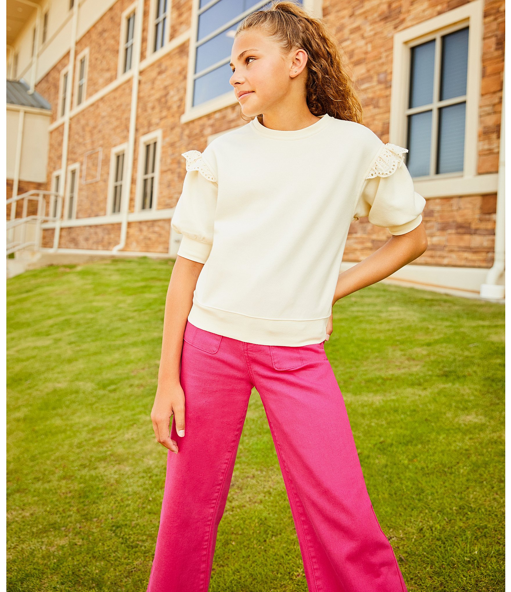 A Loves A Big Girls Ruffle Short Sleeve Sweater