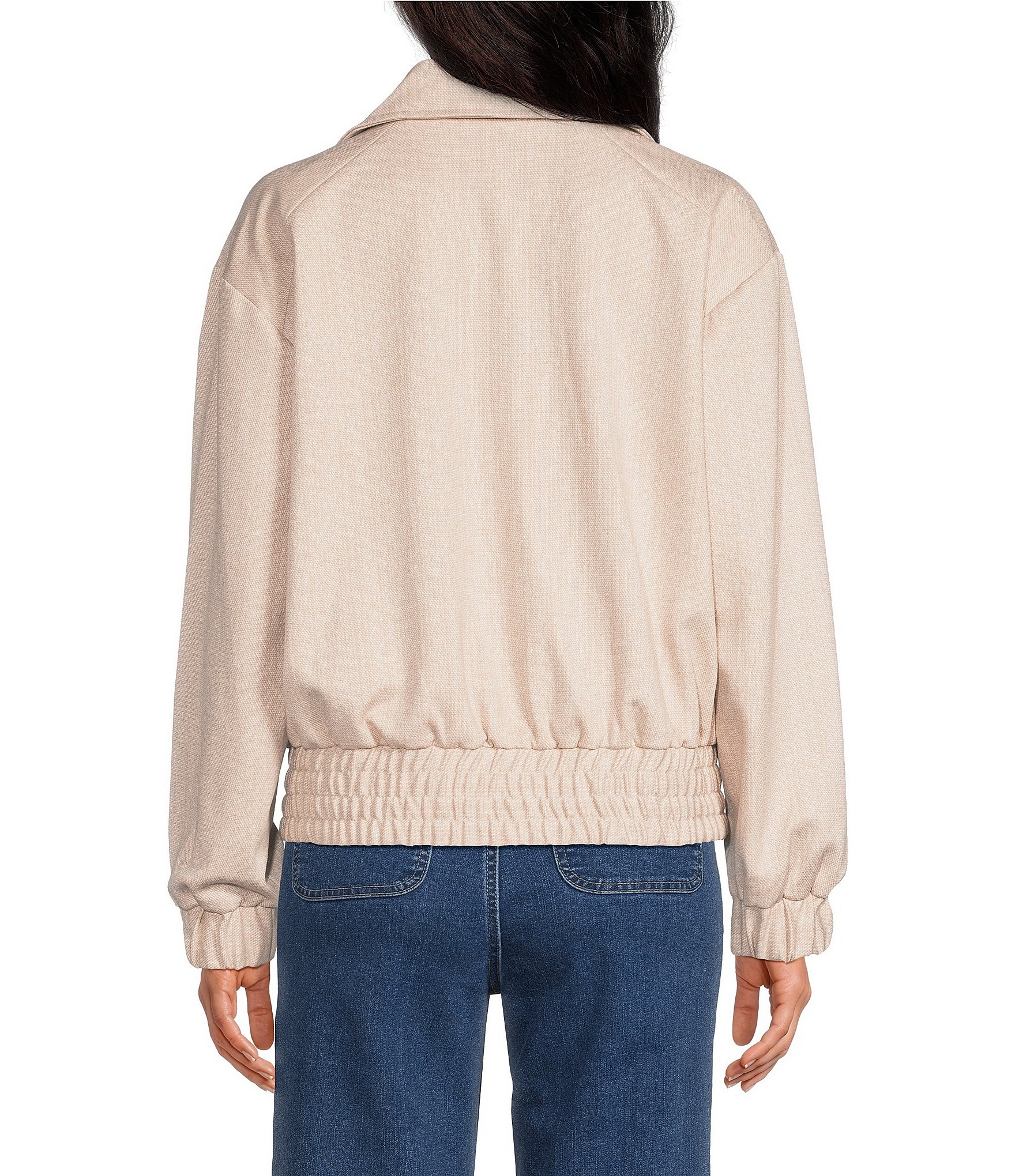 A Loves A Collared Long Sleeve Button Front Bomber Jacket