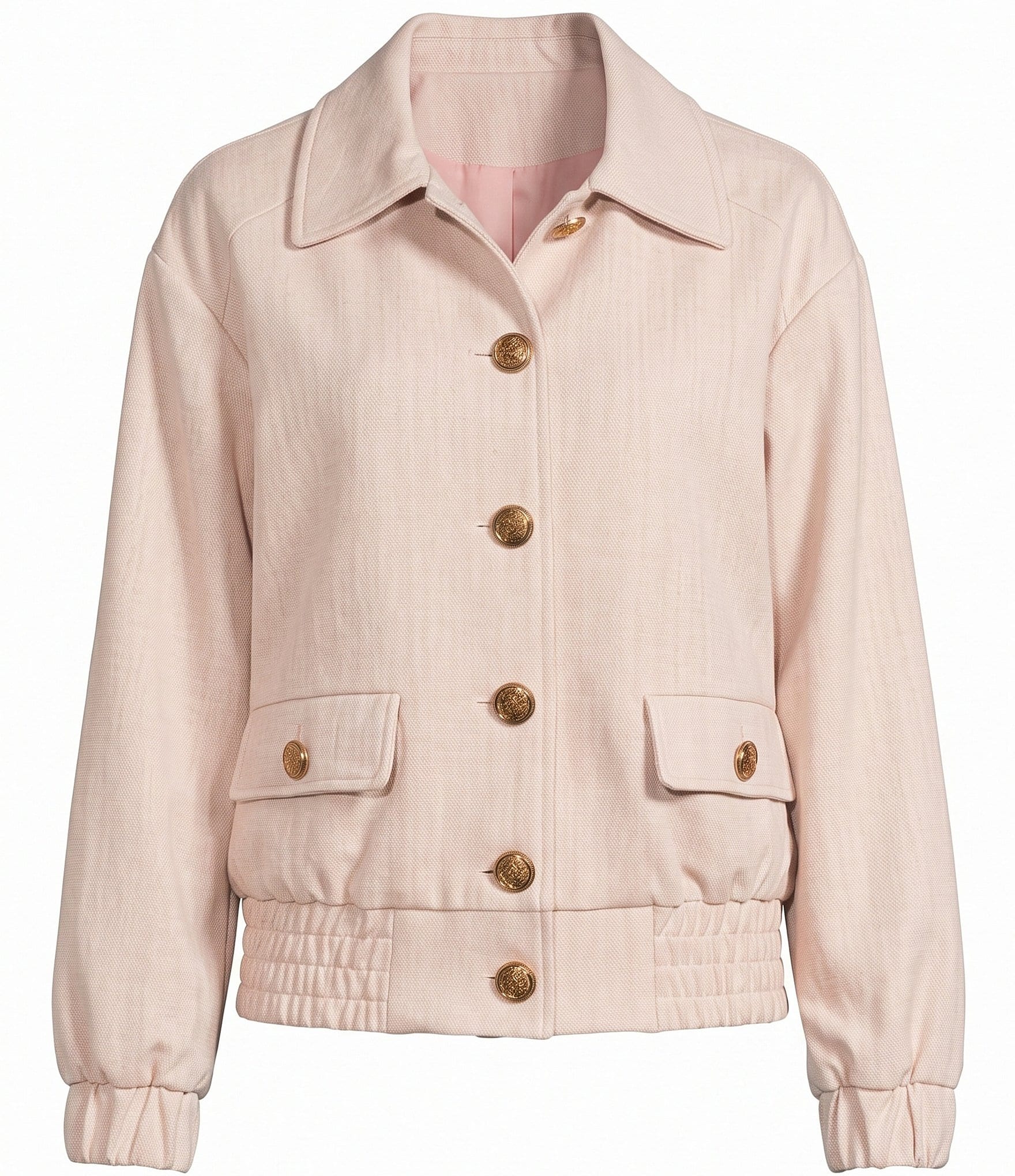 A Loves A Collared Long Sleeve Button Front Bomber Jacket