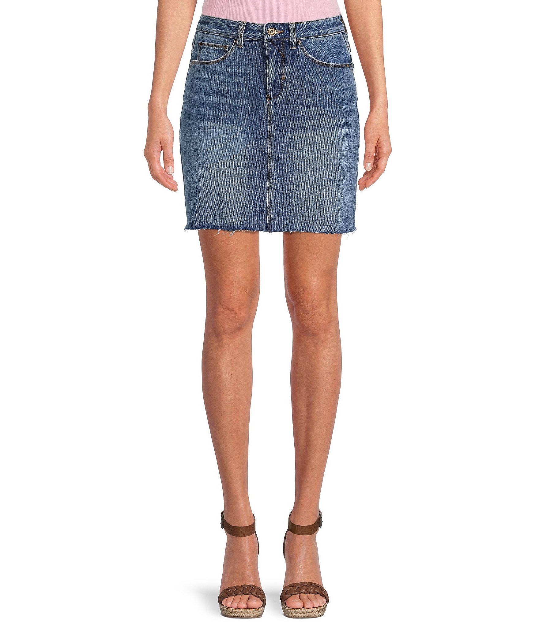 A Loves A Cut Off Frayed Hem Stretch Denim Mini Skirt | Dillard's