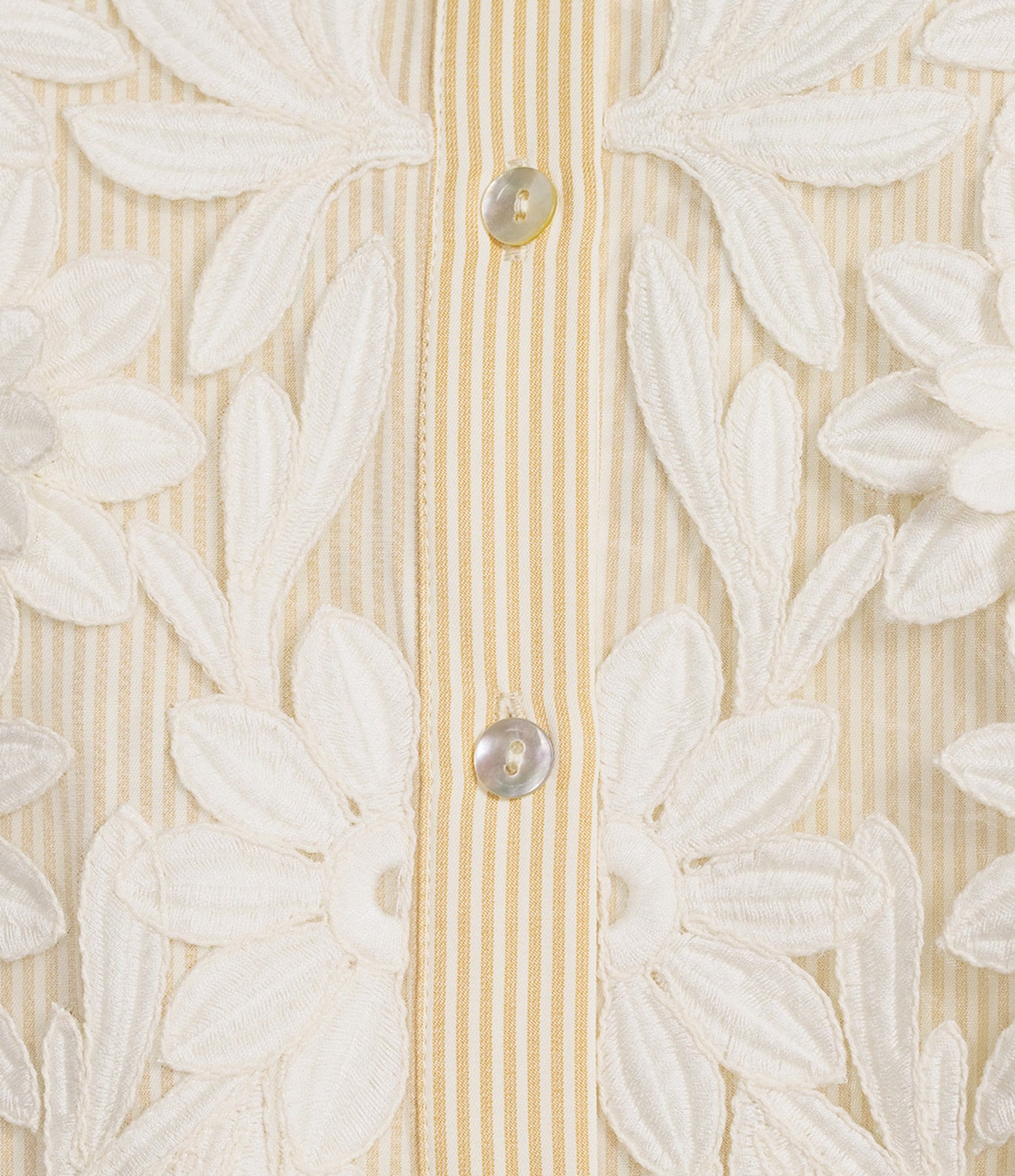 A Loves A Embroidered Stripe Collared Long Sleeve Button Front Top