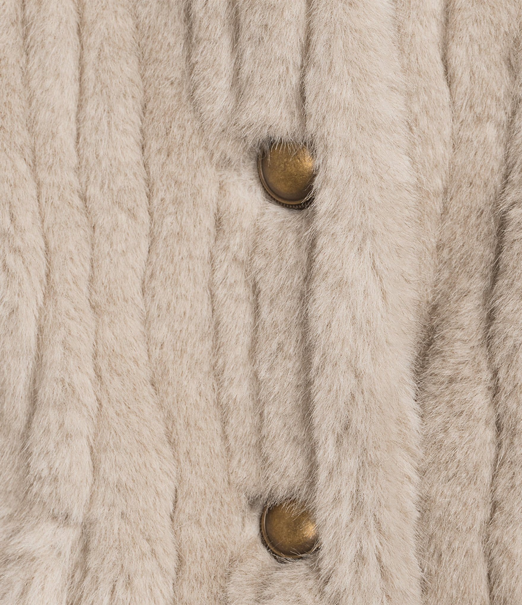 A Loves A Faux Fur Round Neck Long Bubble Sleeve Button Front Jacket