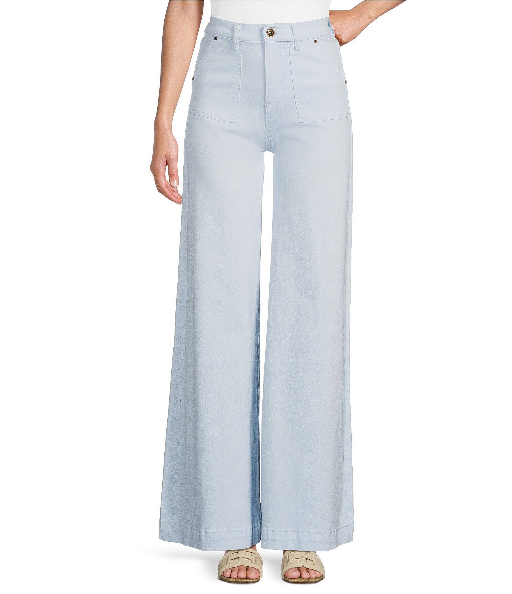 A Loves A High Rise Wide Leg Patch Pocket Utility Jeans