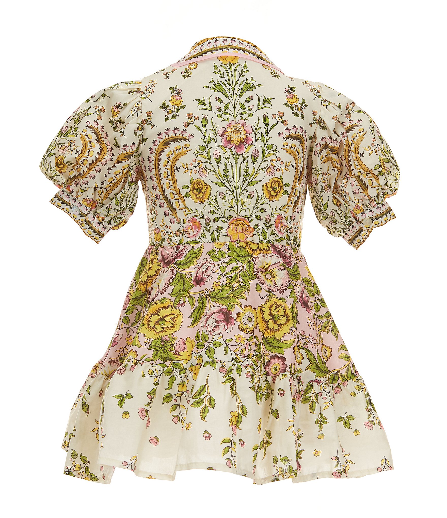 A Loves A Little Girls Bubble Sleeve Ivory Floral Multi Dress