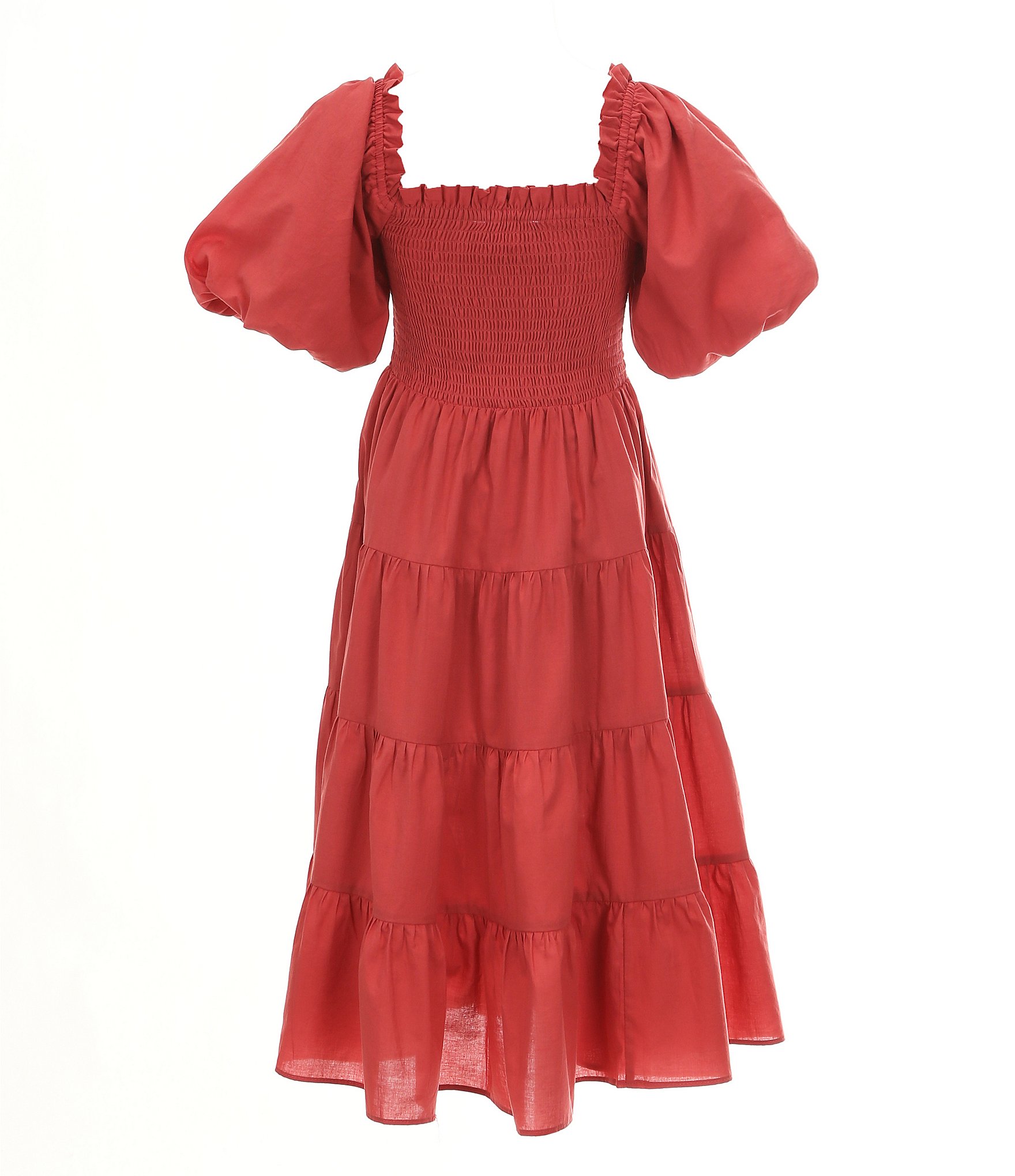 A Loves A Little Girls 2T-6X Bubble Sleeve Smocked Bodice Tier Dress