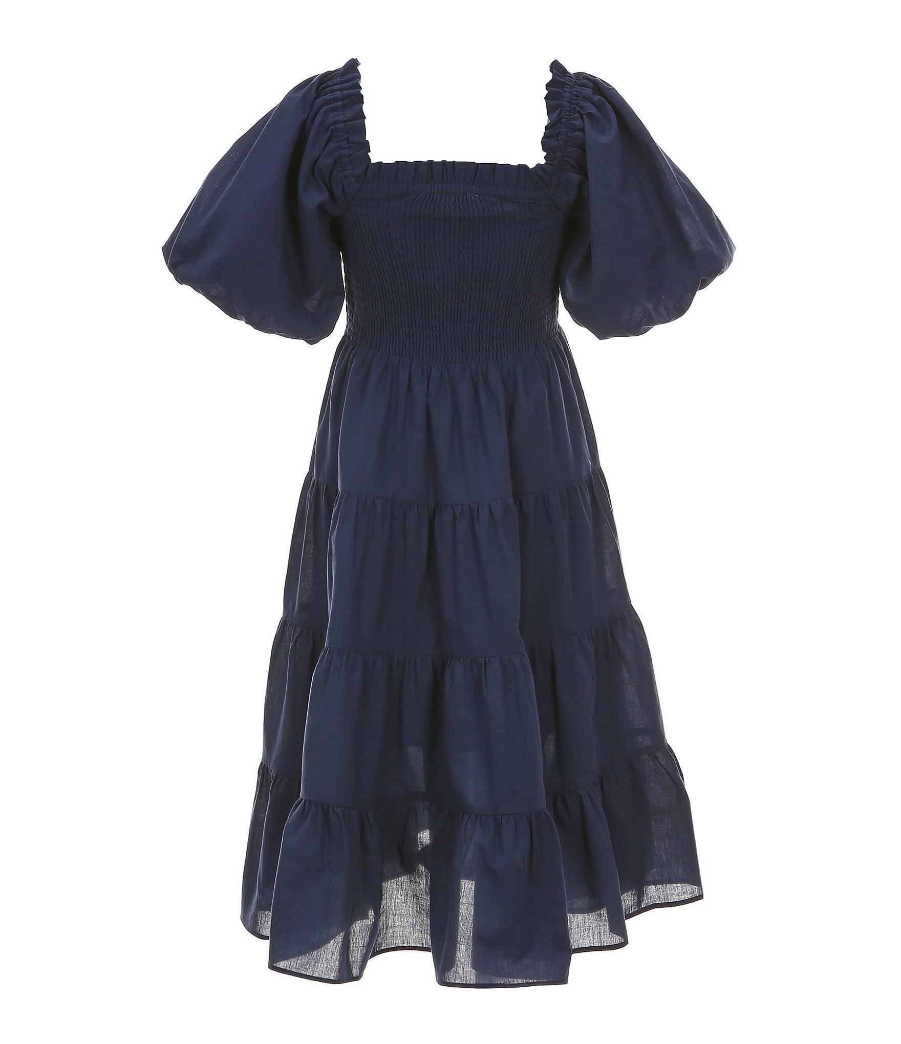 A Loves A Little Girls 2T-6X Bubble Sleeve Smocked Bodice Tier Dress