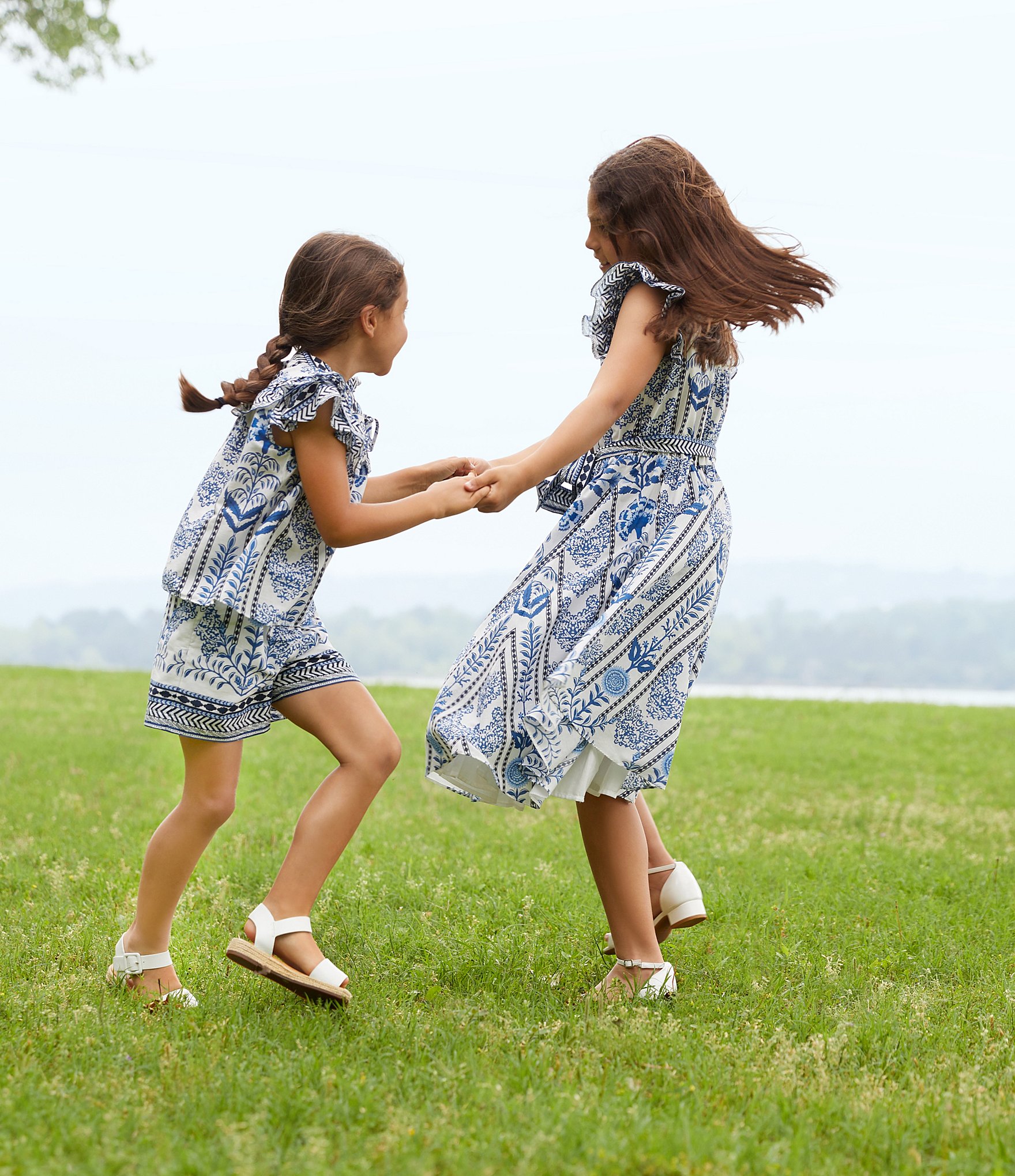 A Loves A Little Girls 2T-6X Family Matching Multi Print Cap Sleeve Tie Front Blouse