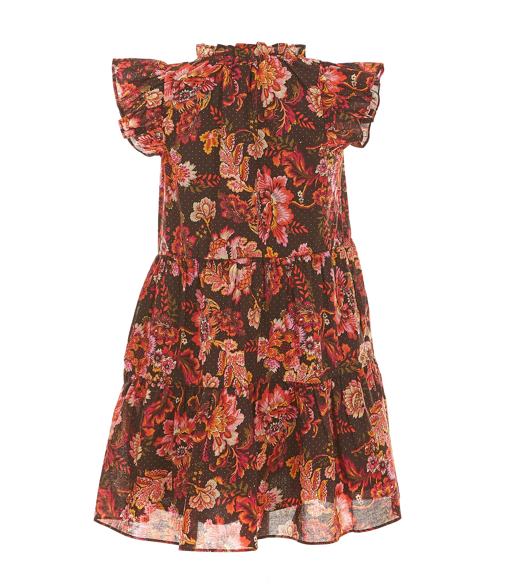 A Loves A Little Girls 2T-6X Floral Print Ruffle Cap Sleeve A-Line Tiered Dress