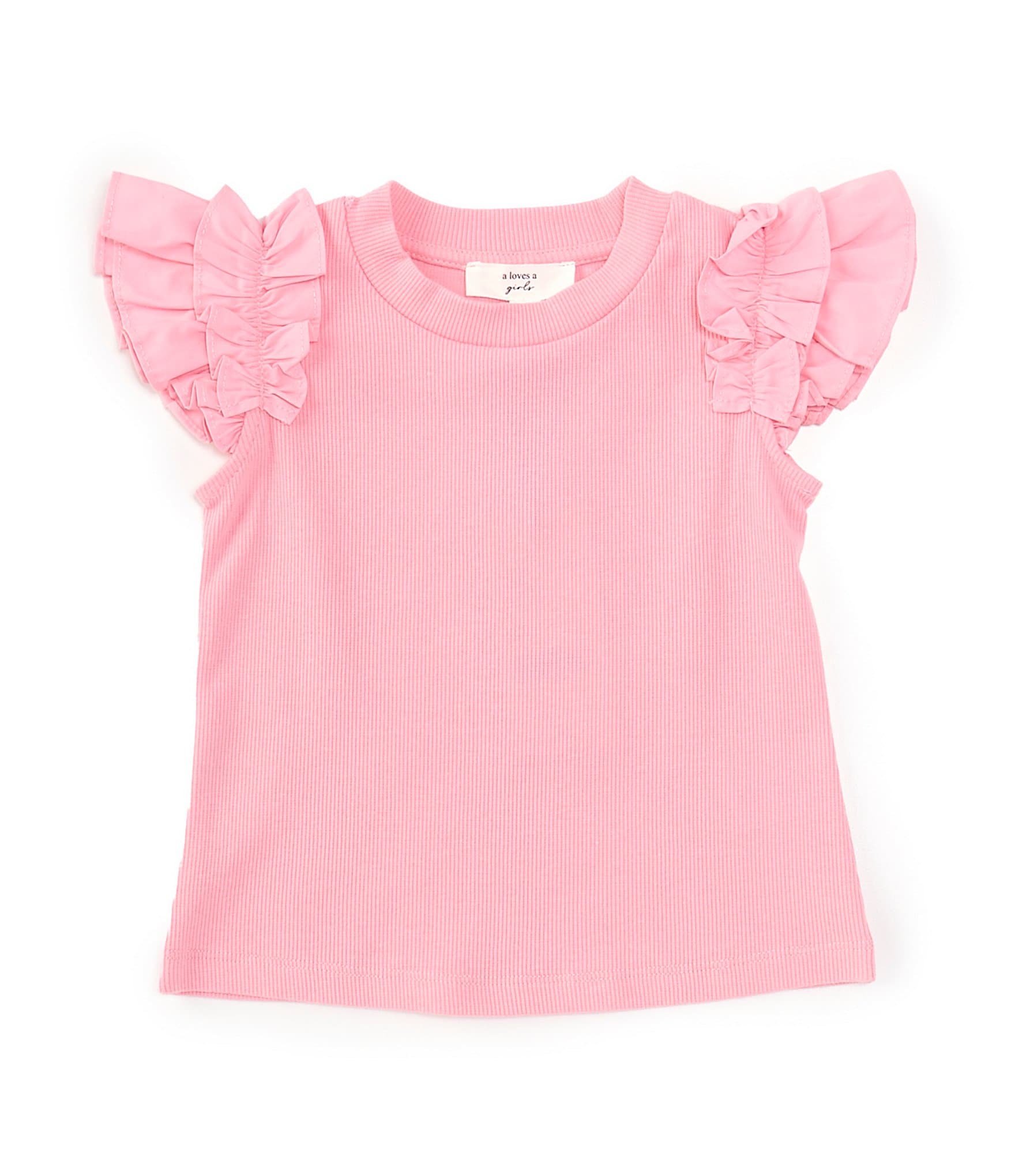 A Loves A Little Girls 2T-6X Flutter Sleeve Ribbed Tank