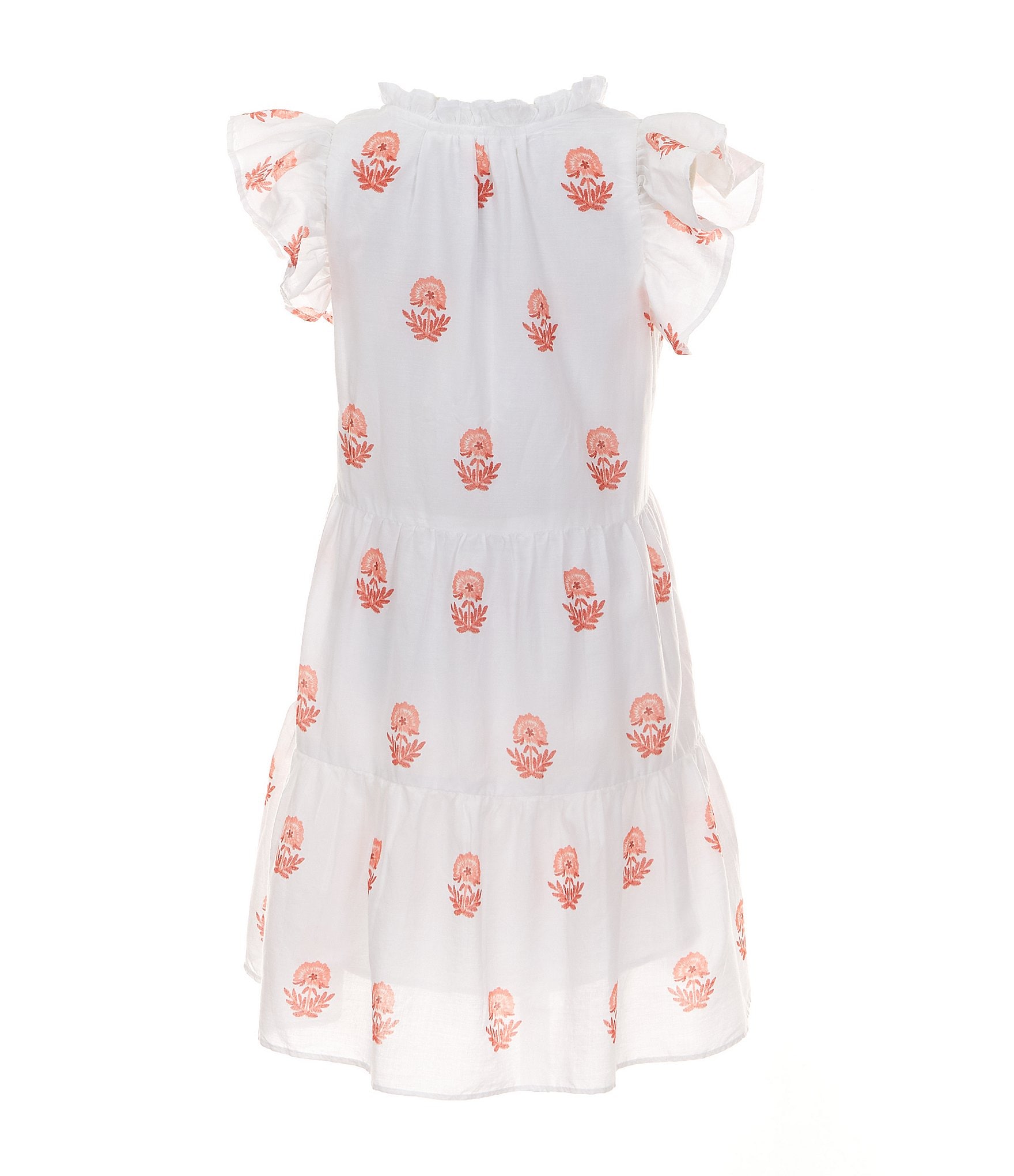 A Loves A Little Girls 2T-6X Family Matching Ruffle Cap Sleeve Embroidered A-Line Tiered Dress